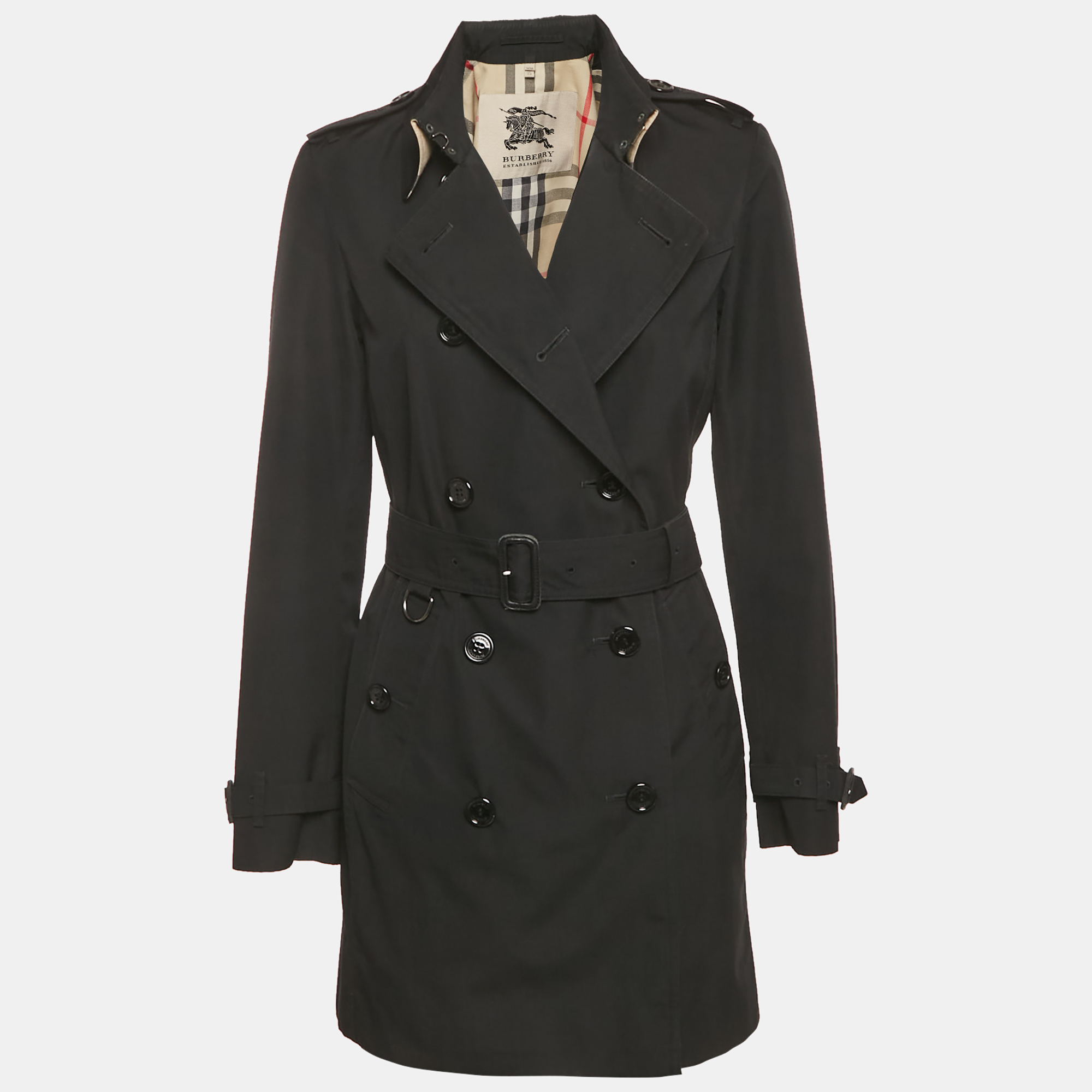 Pre-owned Burberry Prorsum Vintage Black Cotton Blend Double Breasted Trench Coat S