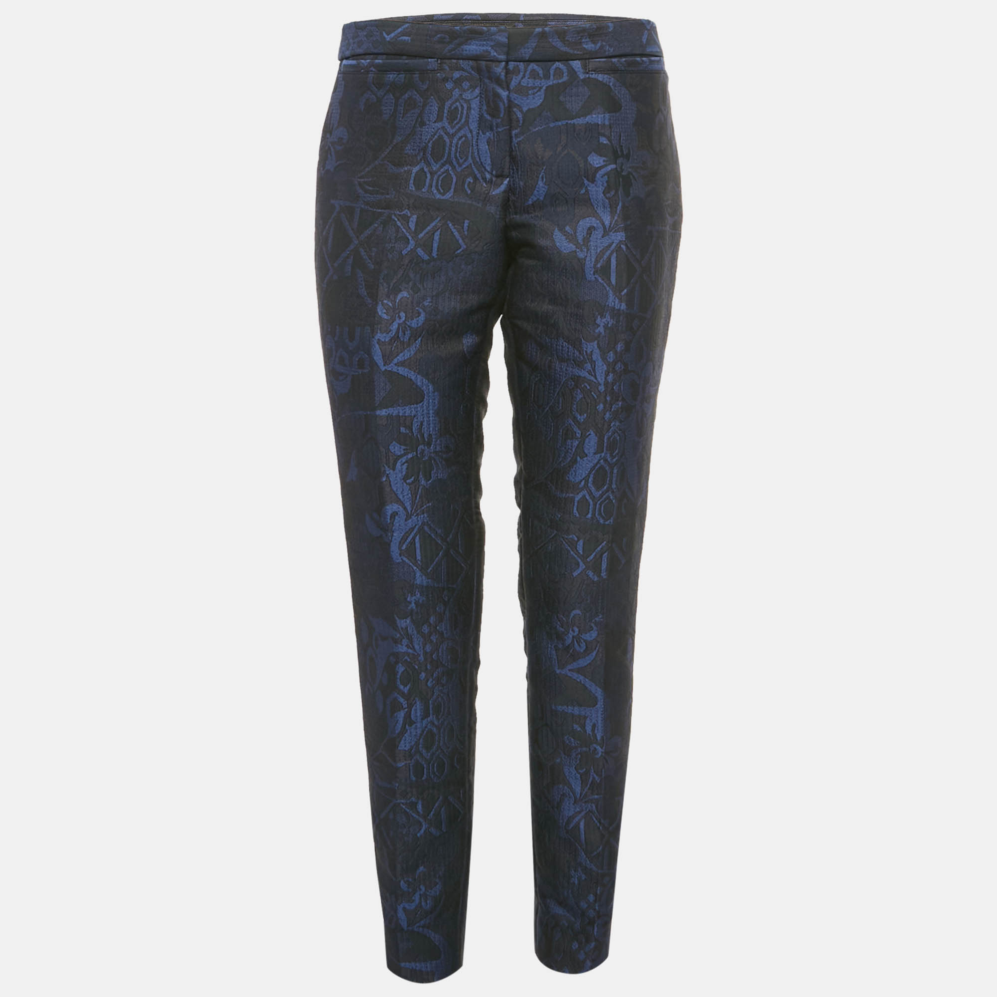 

Burberry Prorsum Navy Blue /Black Floral Jacquard Trousers M