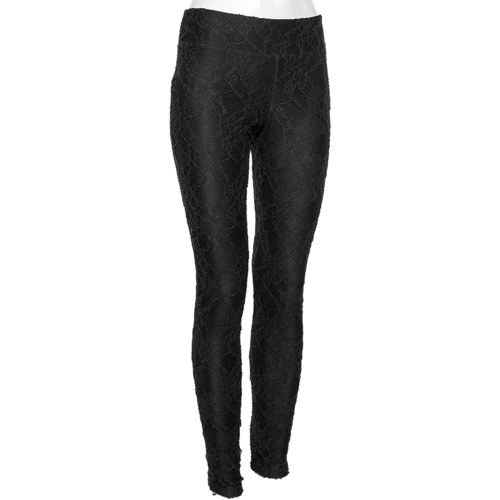 

Burberry Prorsum Black Lace Stretch Knit Leggings