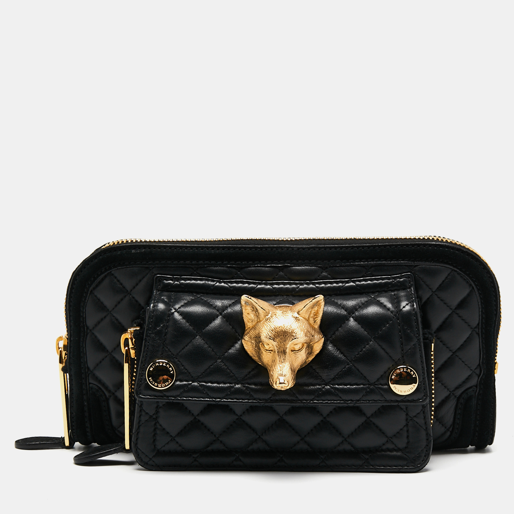 Burberry Alma Fox Head Clutch in Green