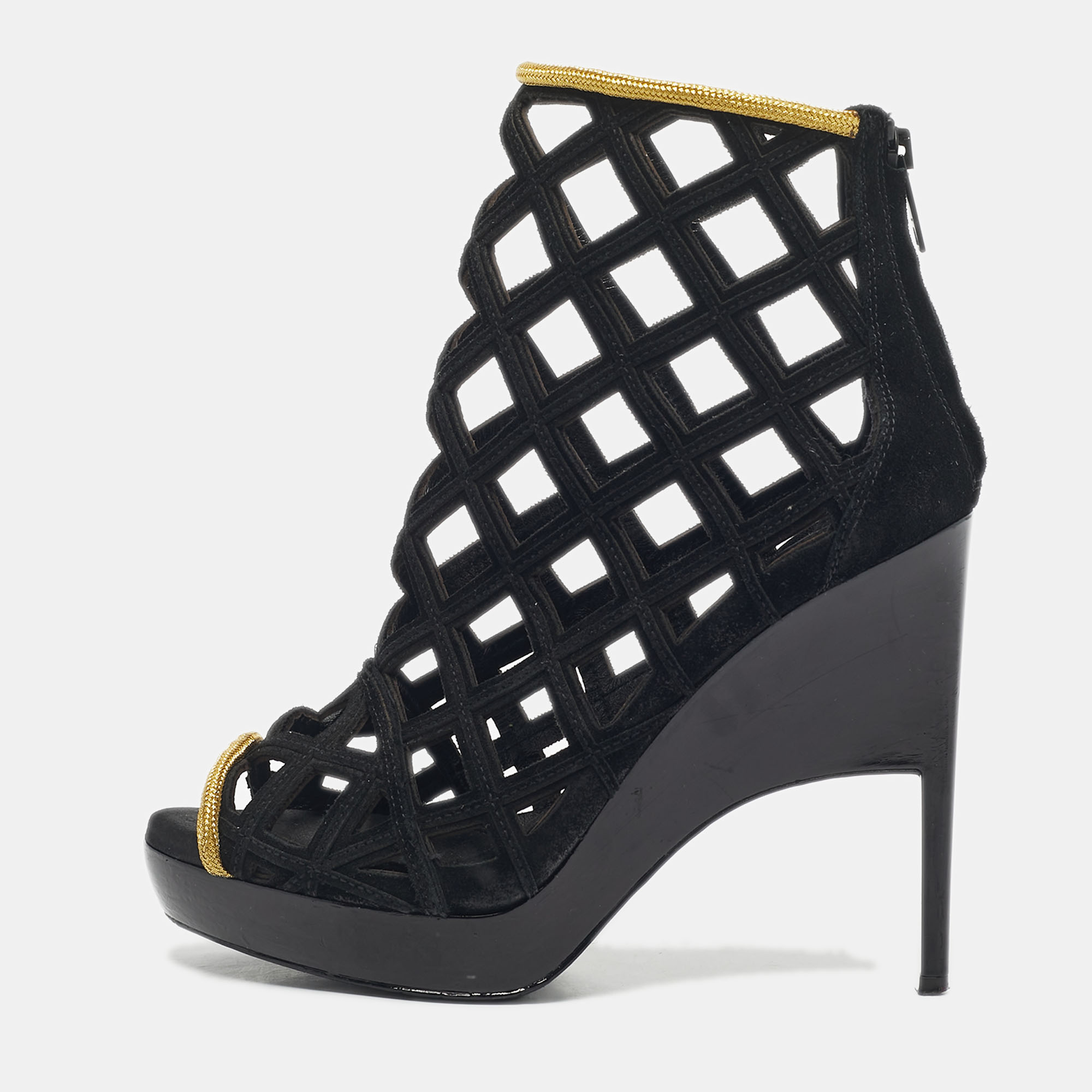 

Burberry Prorsum Black Cutout Suede Ankle Length Boots Size