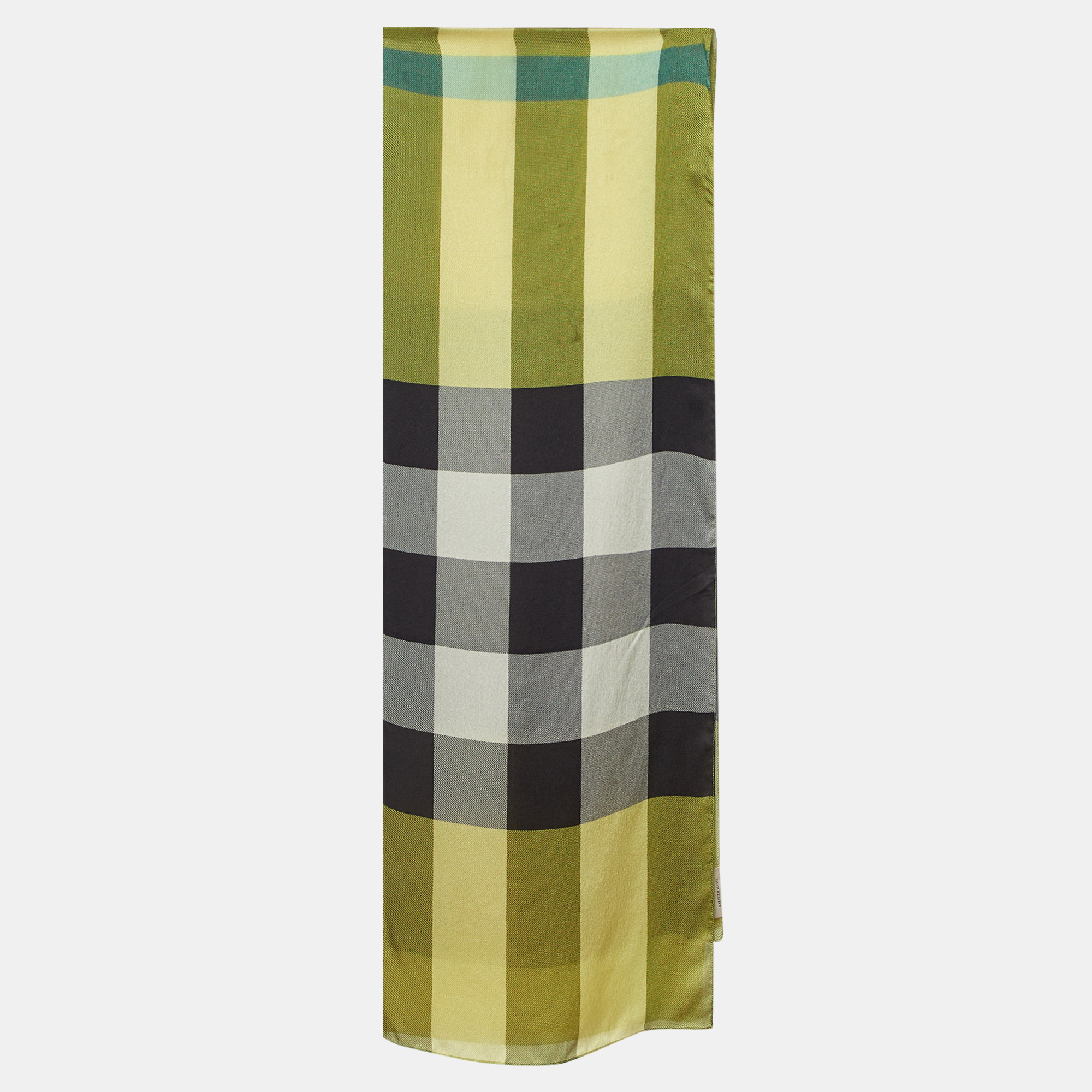 

Burberry Yellow/Green Giant Check Print Silk Stole