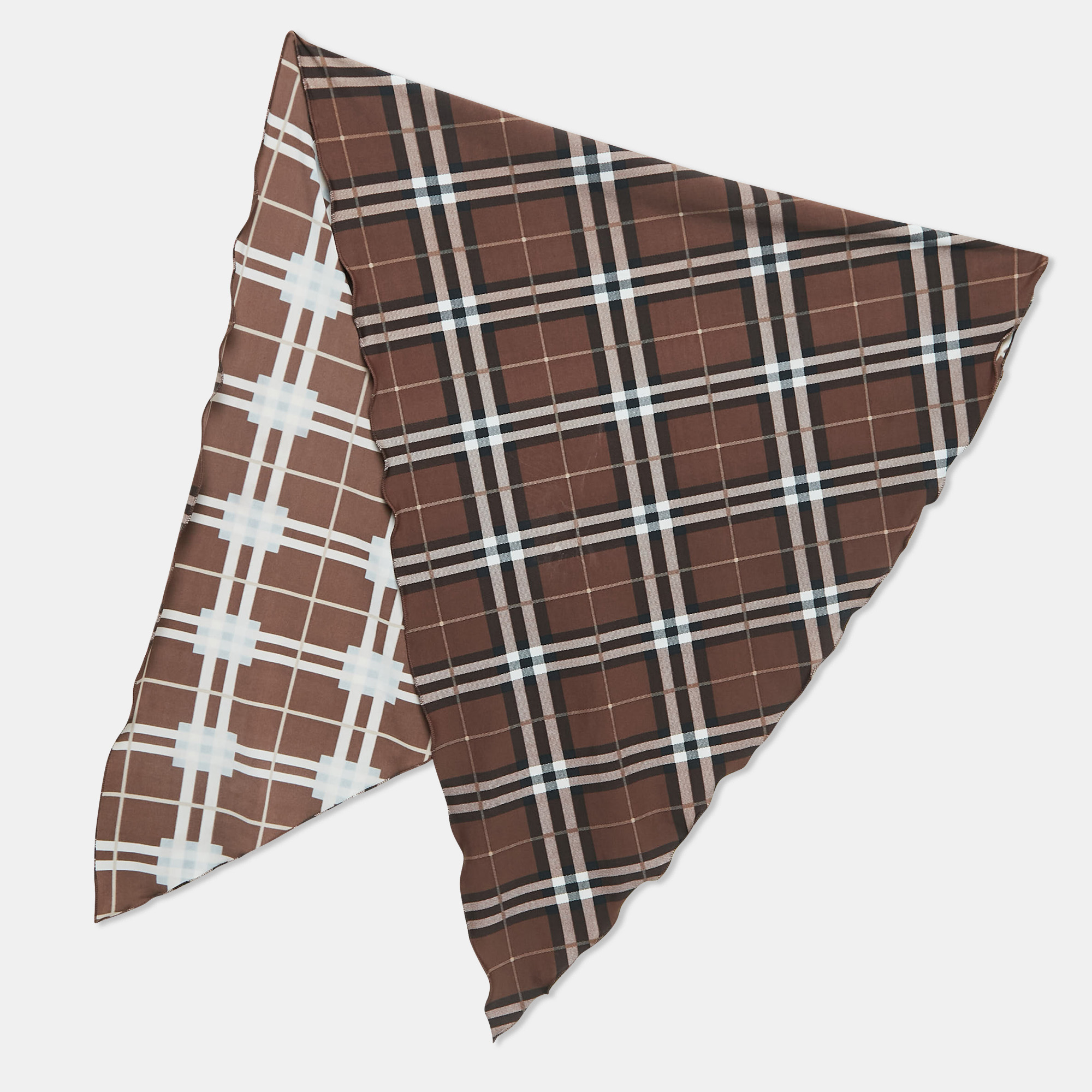 

Burberry Brown Checked Jersey Triangular Scarf Top