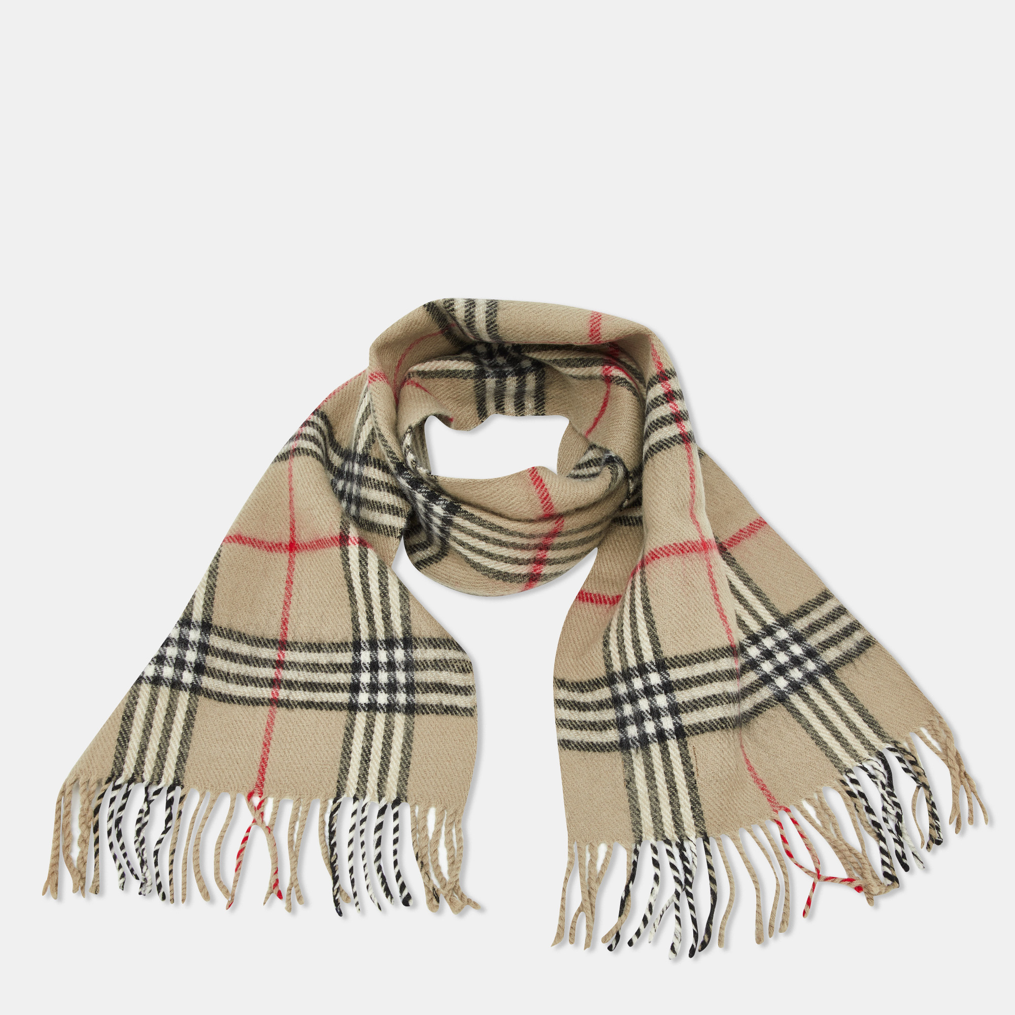 Burberry Beige Vintage Check Lambwool Scarf 