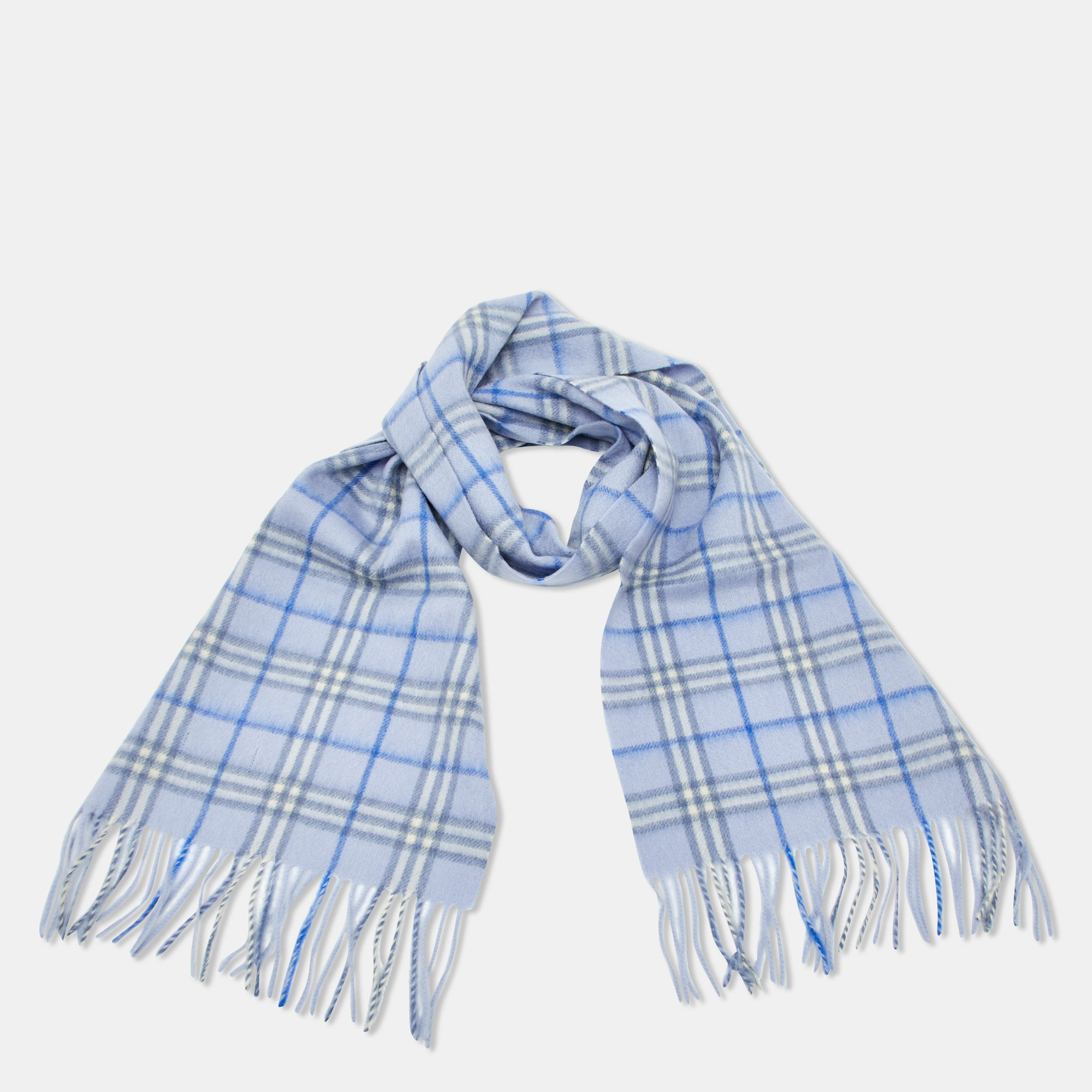 Burberry Blue Vintage Check Lambwool Scarf 