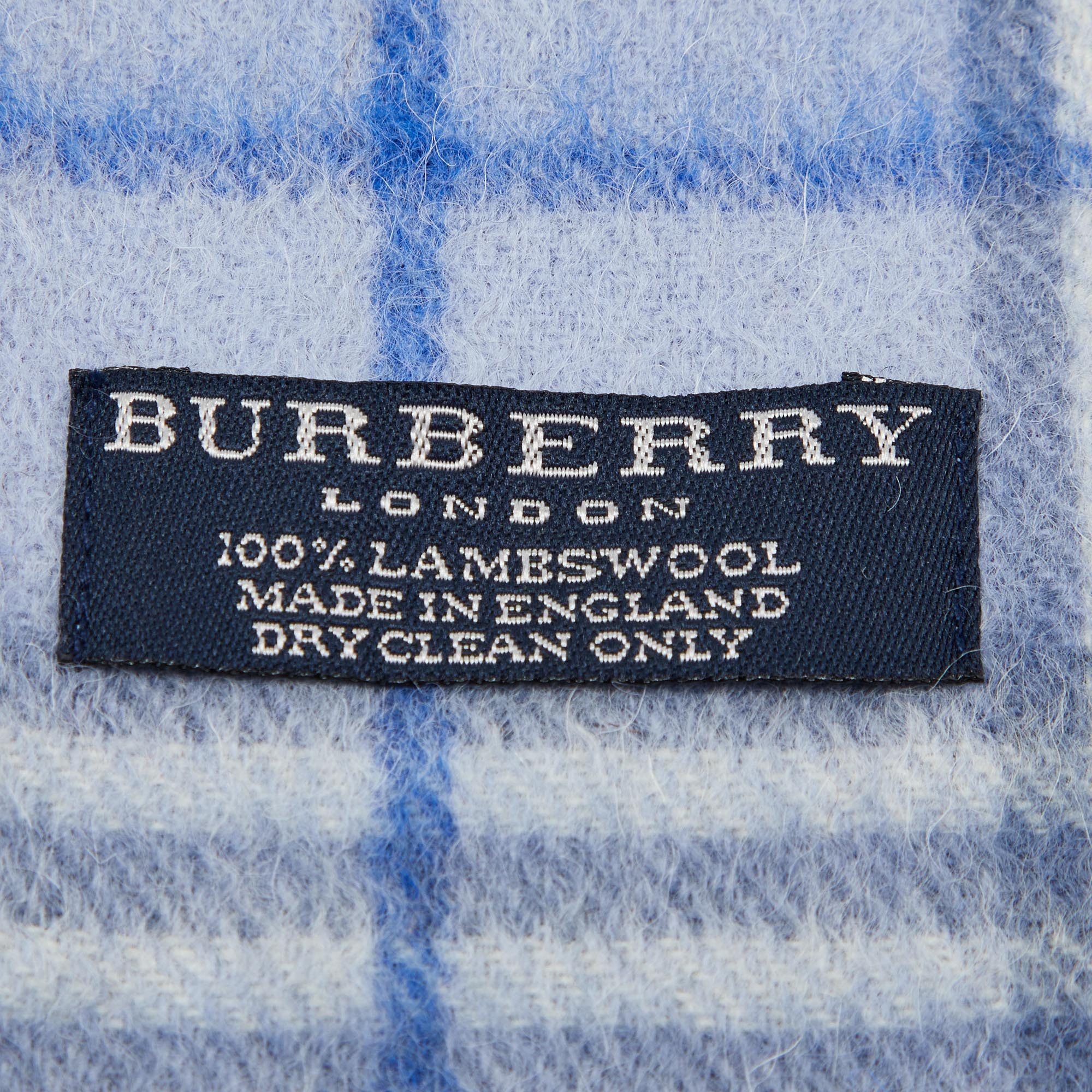 Burberry Blue Vintage Check Lambwool Scarf 