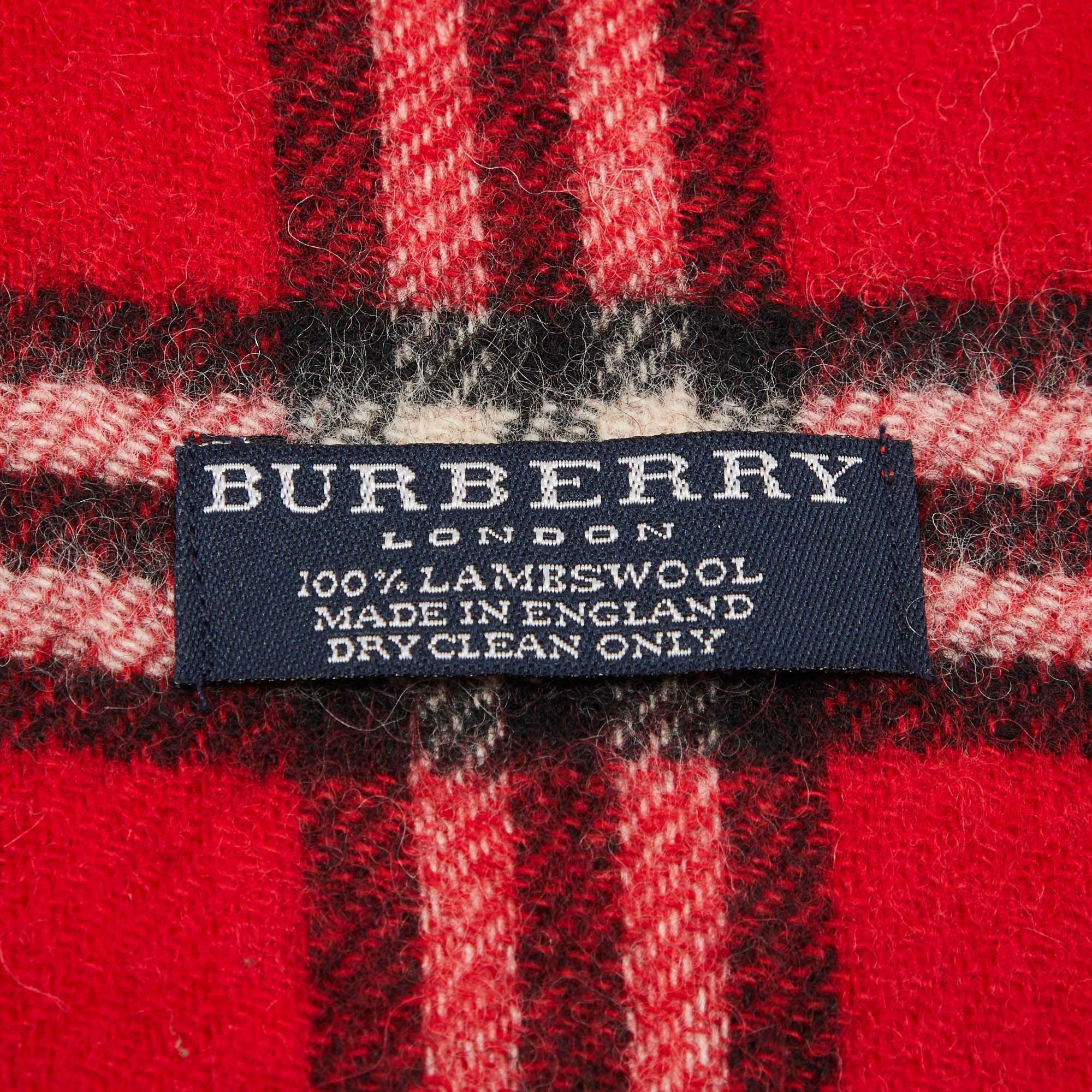 Burberry Red Vintage Check Lambwool Stole 