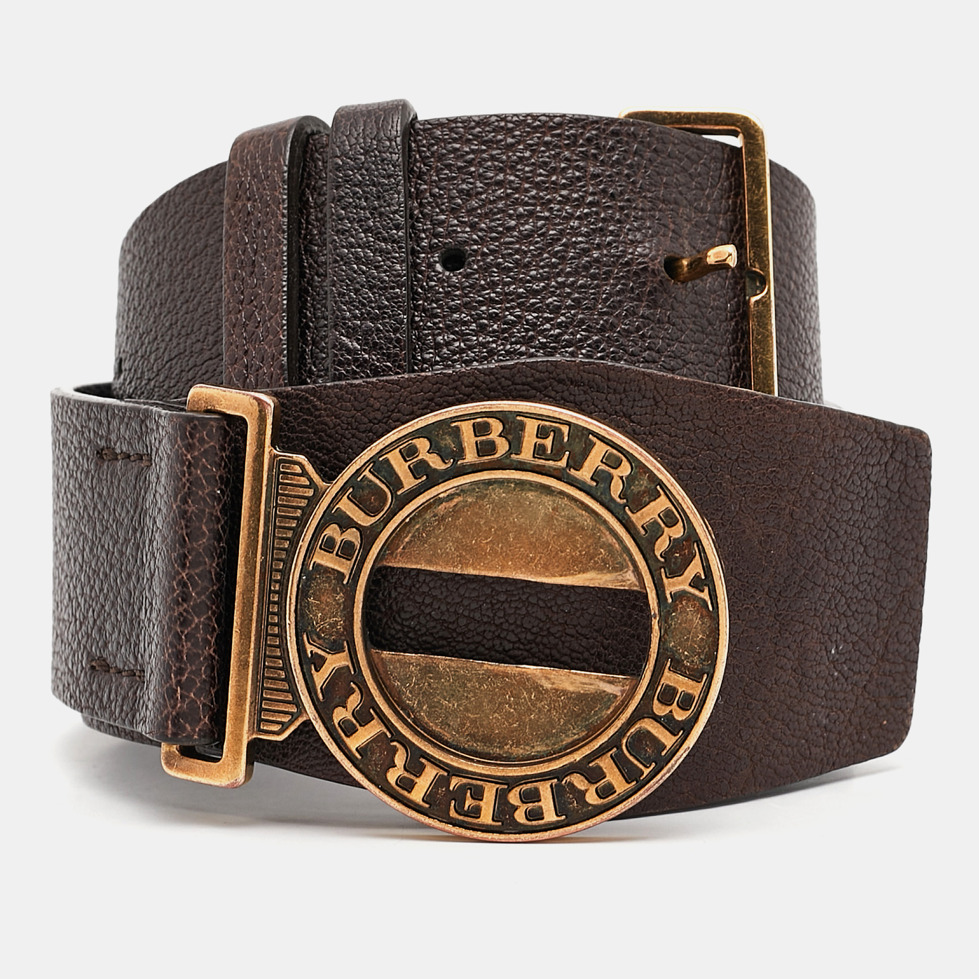 

Burberry Dark Brown Leather Round Clasp Buckle Belt 90CM