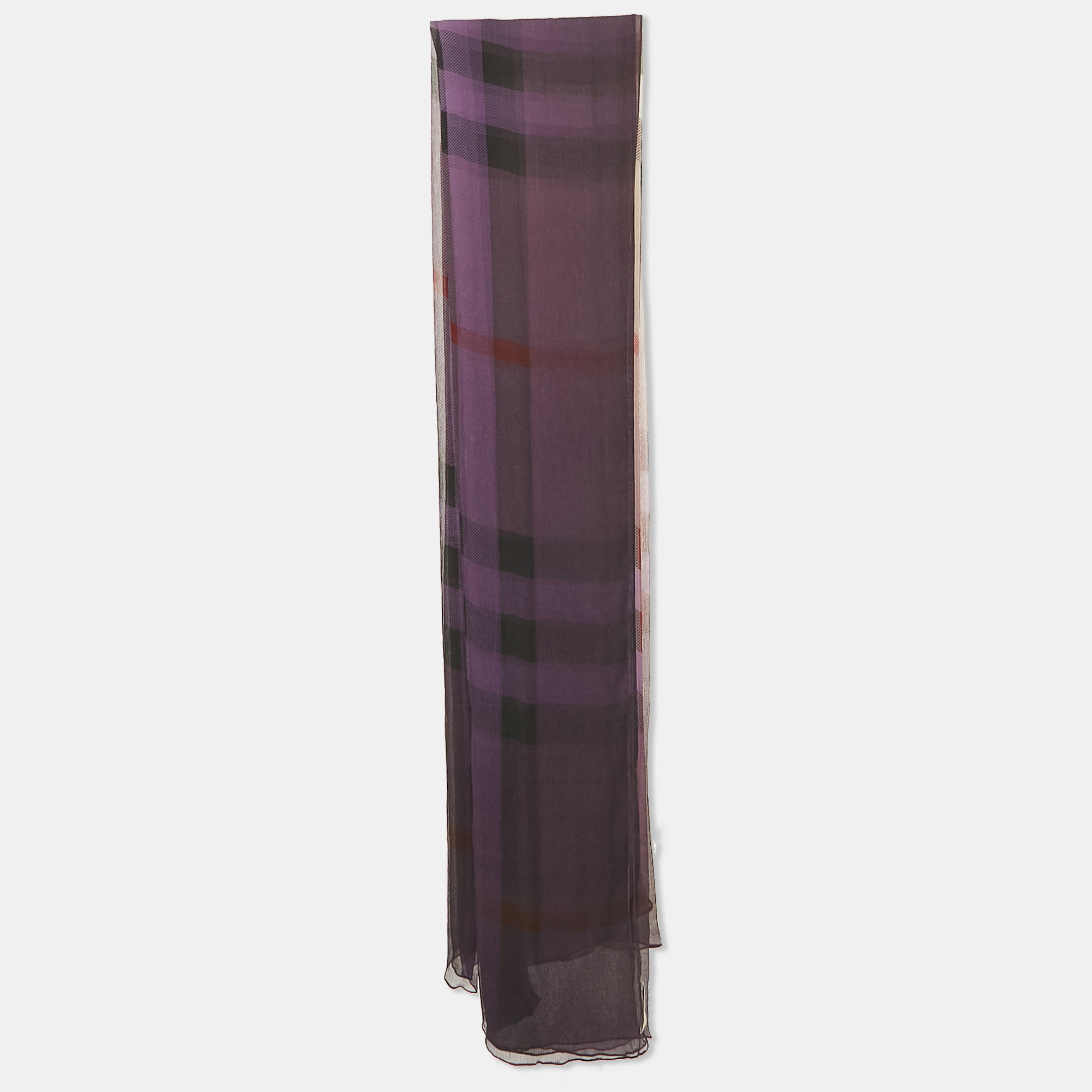 

Burberry Purple Checked Chiffon Scarf