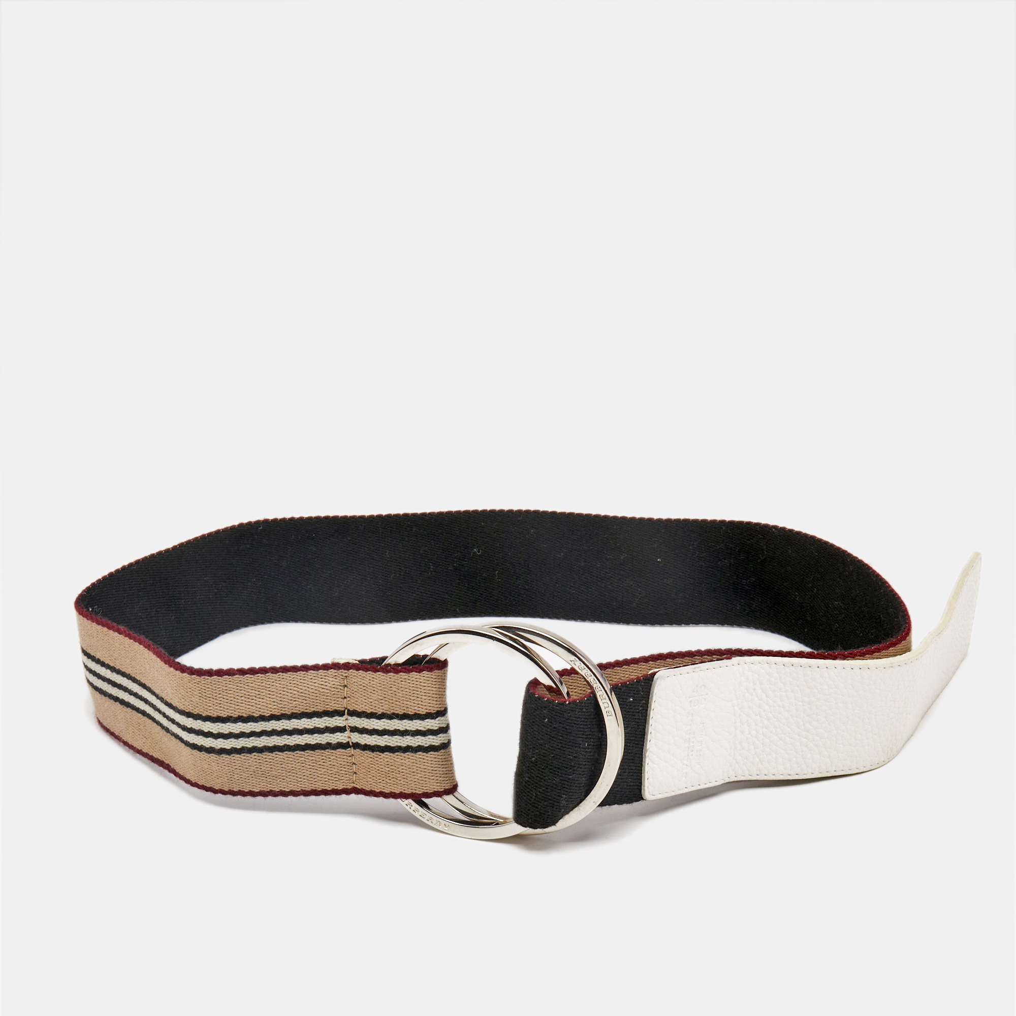 

Burberry Multicolor Icon Stripe Canvas Ring Buckle Belt 100CM