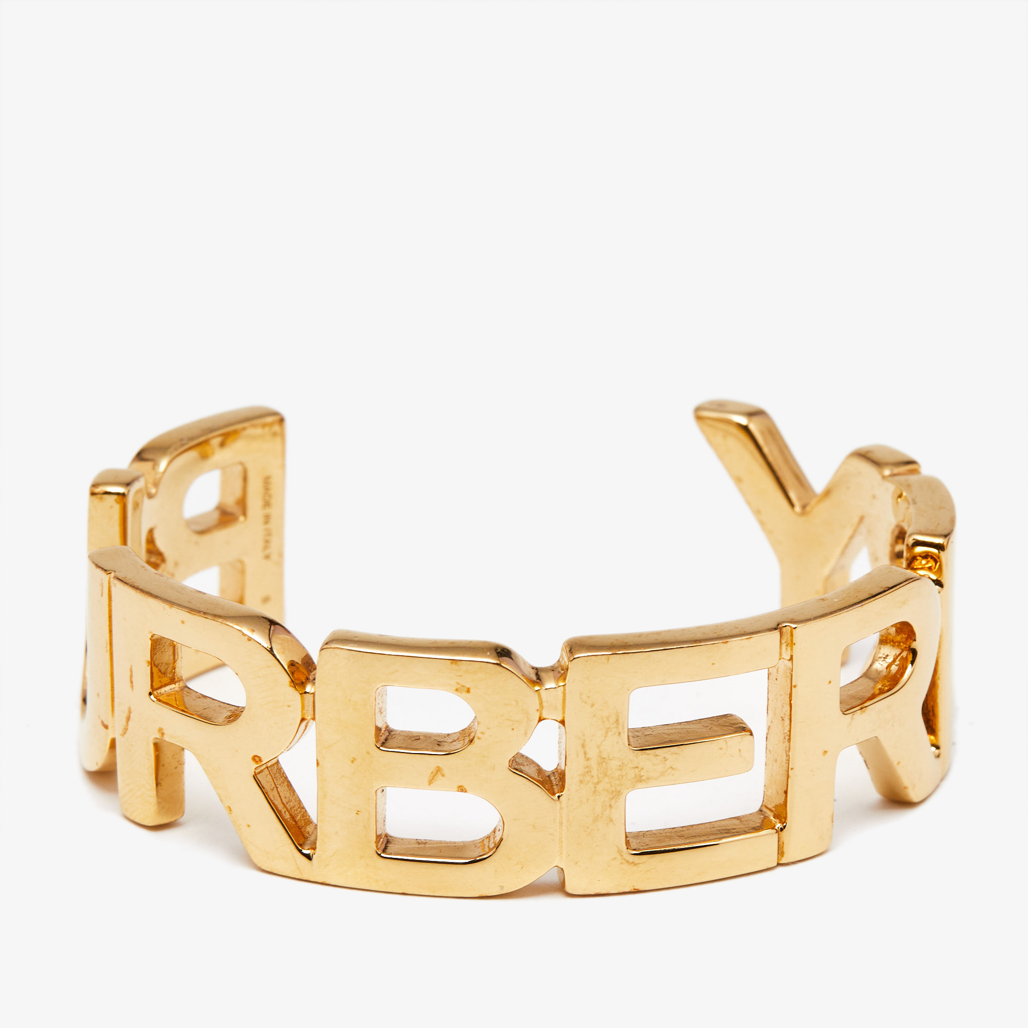 

Burberry Logo Gold Tone Metal Bracelet