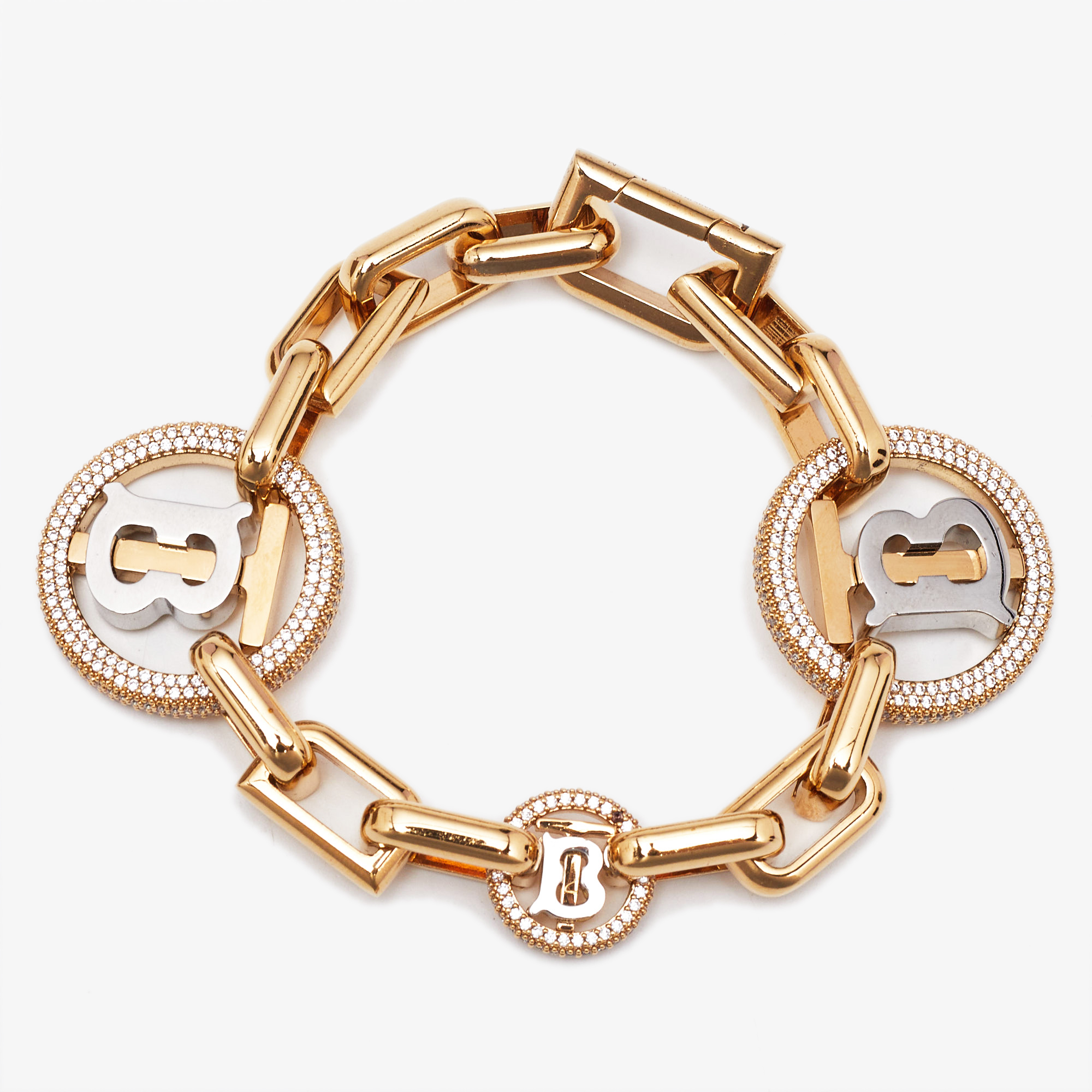 

Burberry Gold TB Monogram Crystals Two Tone Bracelet