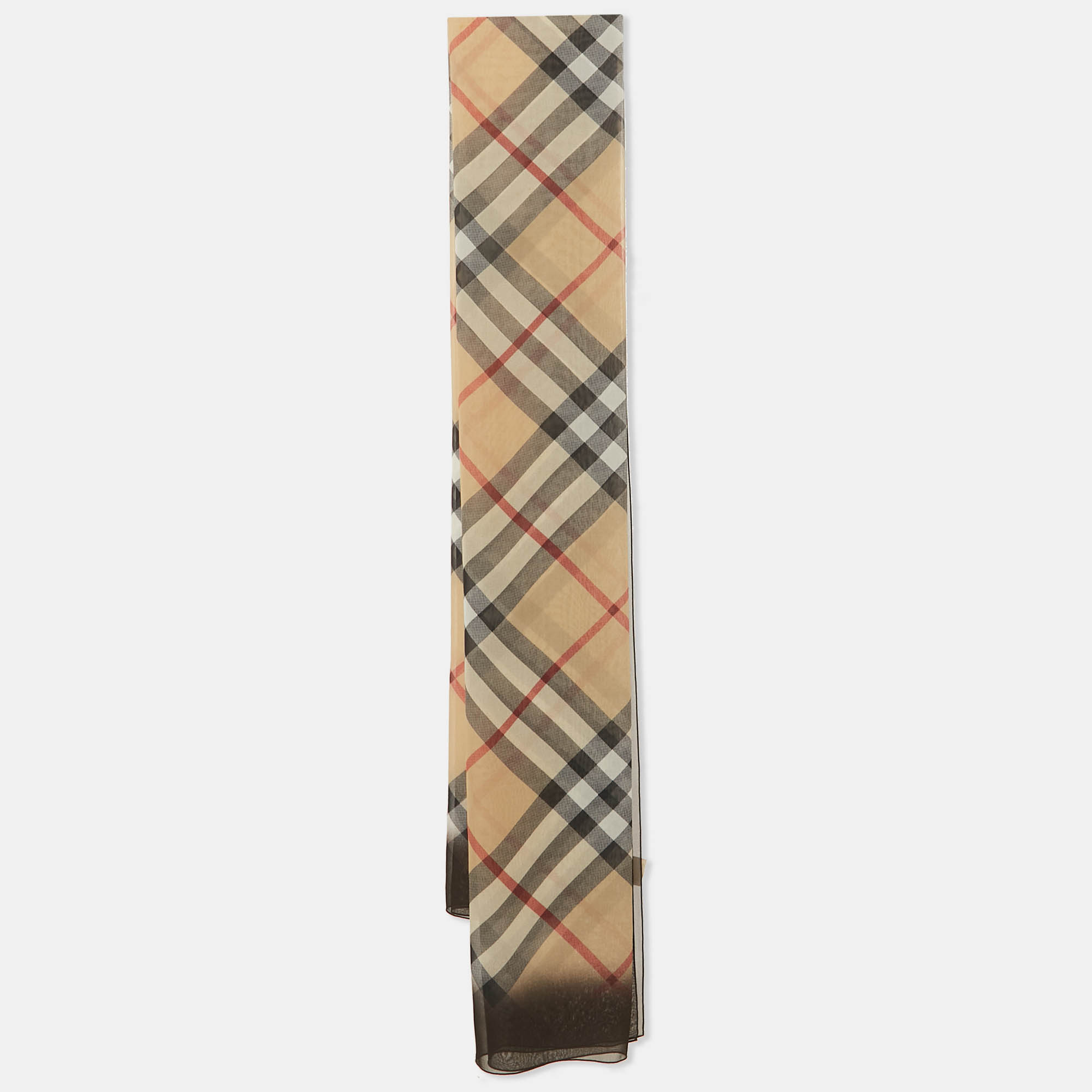 

Burberry Beige & Black Ombre Check Silk Crepe Stole