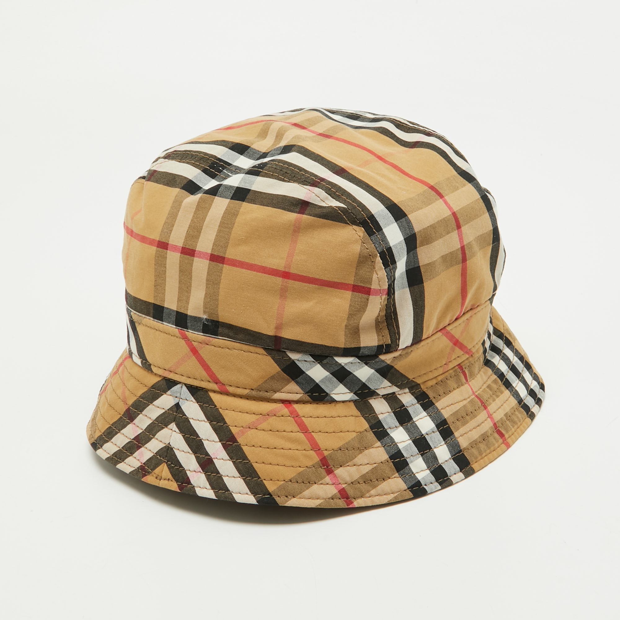 

Burberry Beige Nova Checked Cotton Panama Hat
