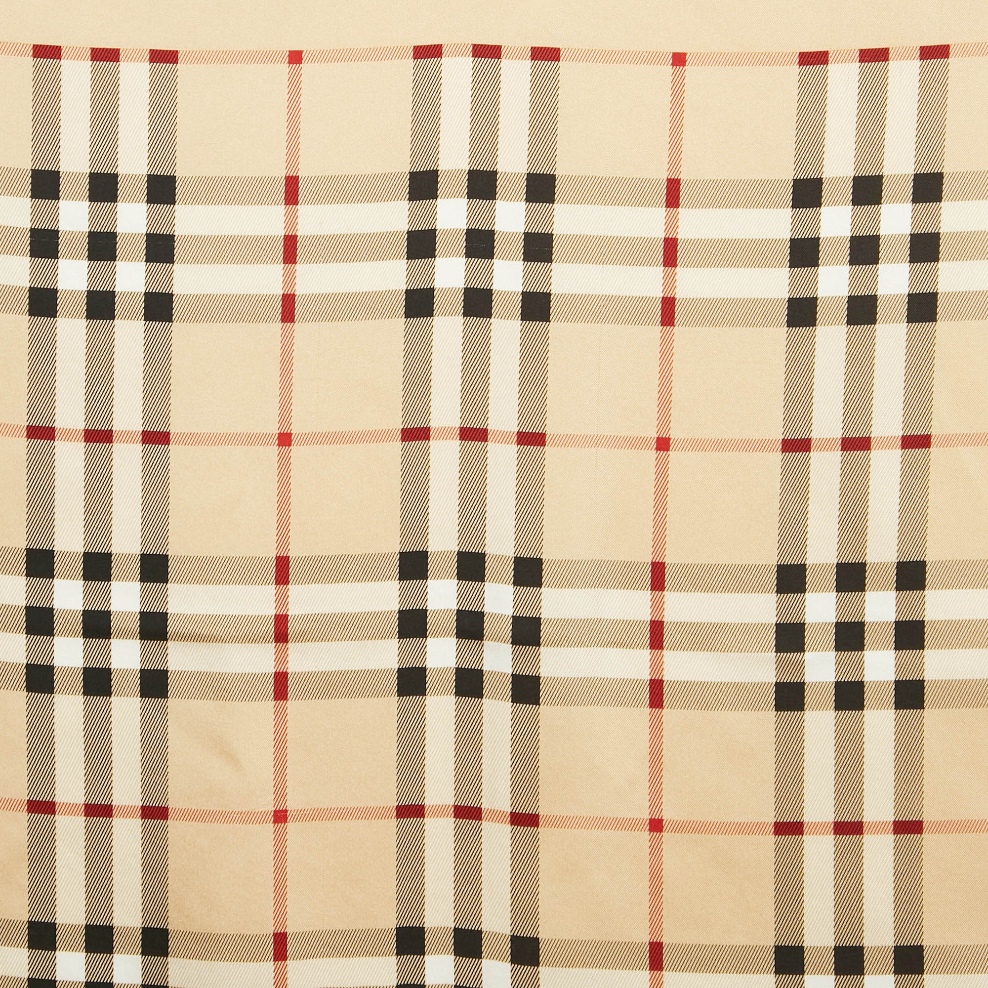 Burberry Beige Check Silk Satin Square Scarf