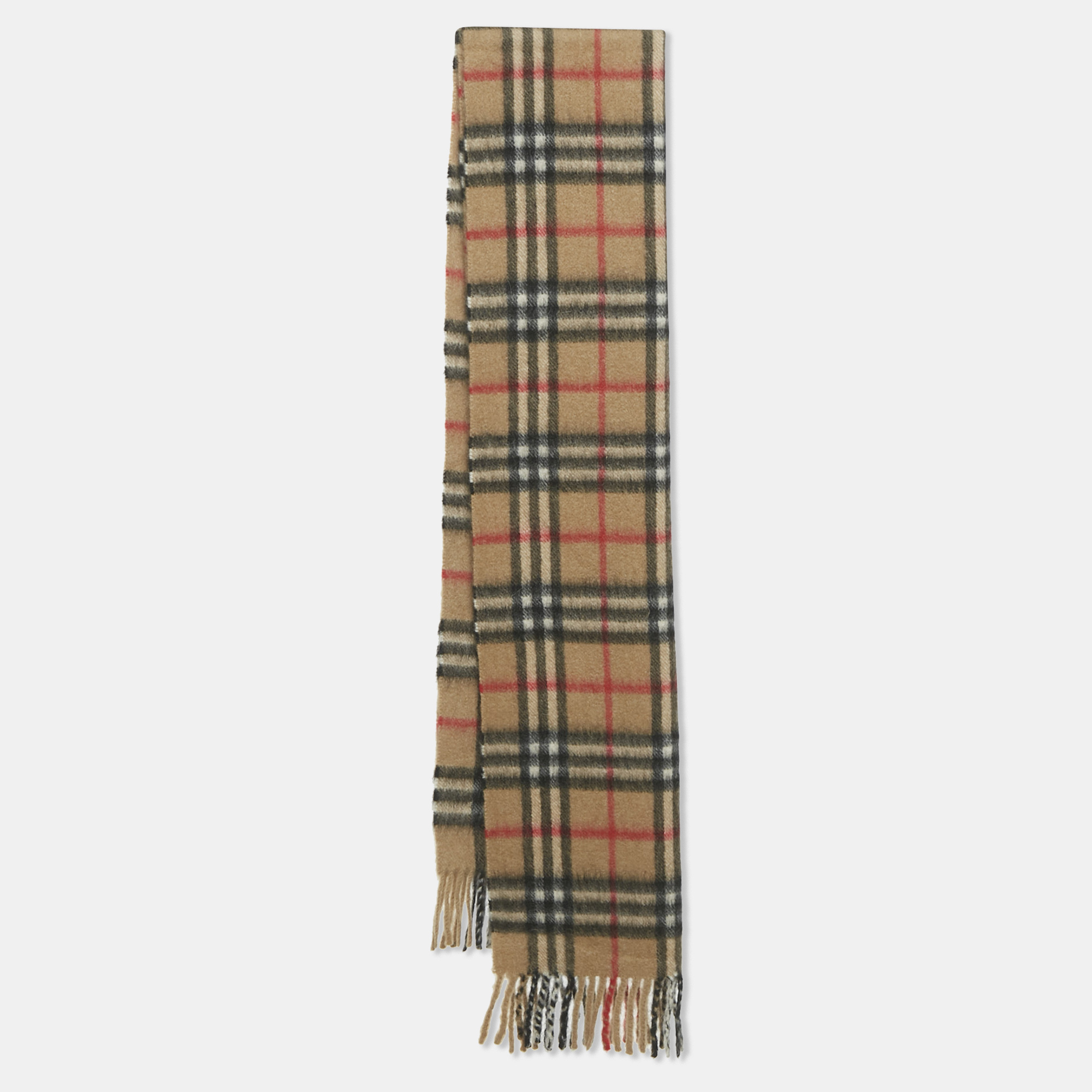 

Burberry Vintage Brown Tartan Check Wool Fringed Muffler