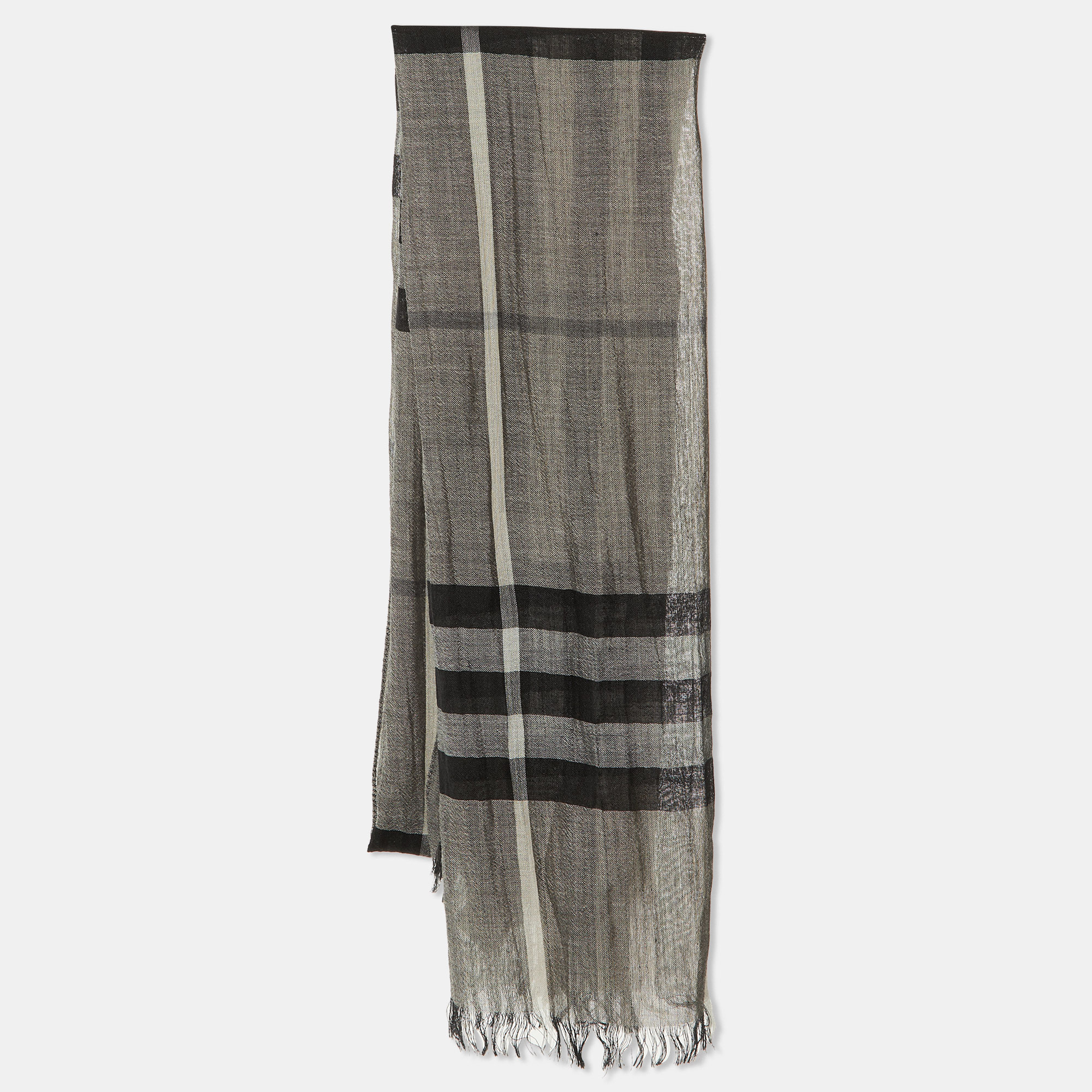 

Burberry Black/Cream Checked Wool & Silk Stole