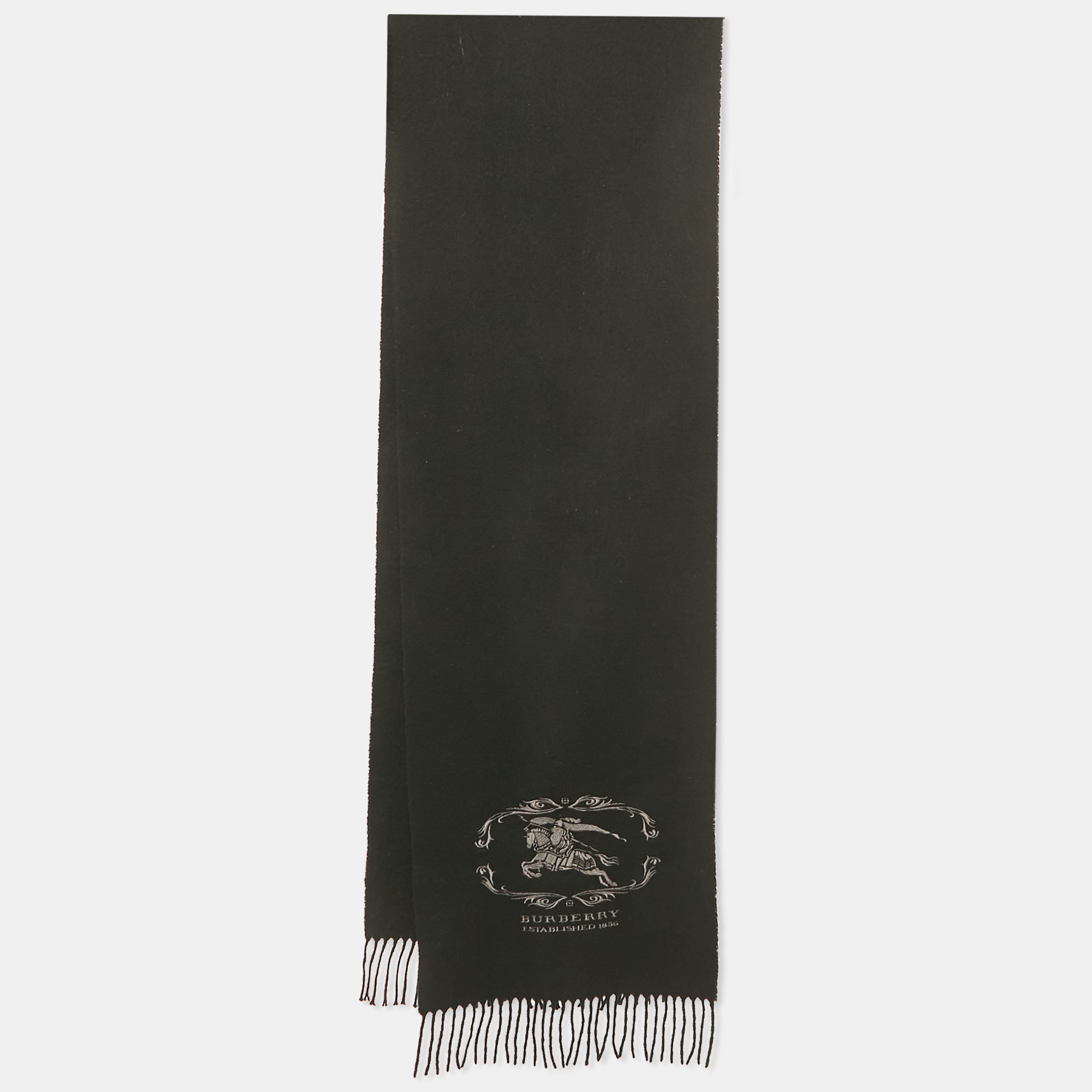 

Burberry Black Logo Embroidered Cashmere Stole