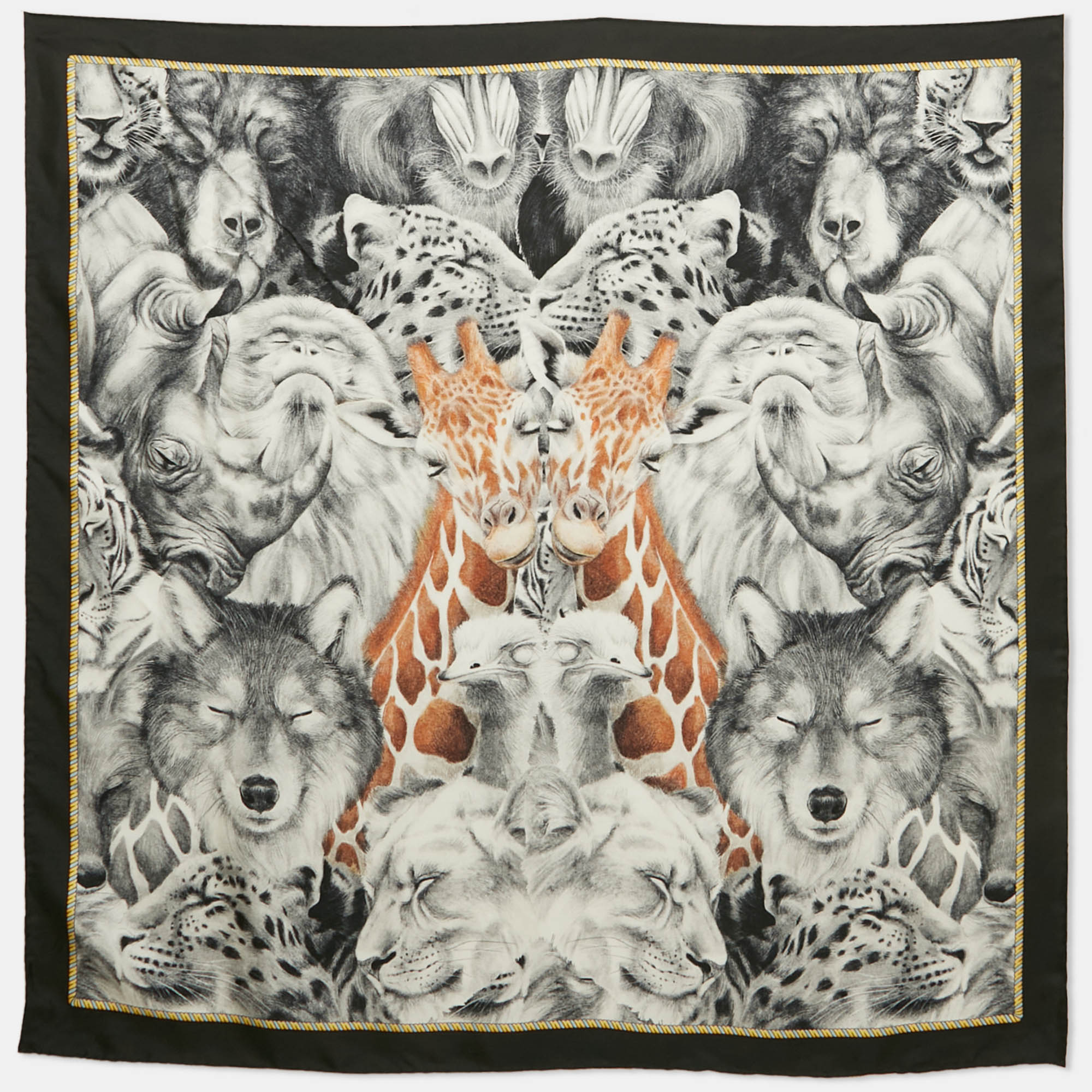 Burberry Grey Animals Print Silk Scarf