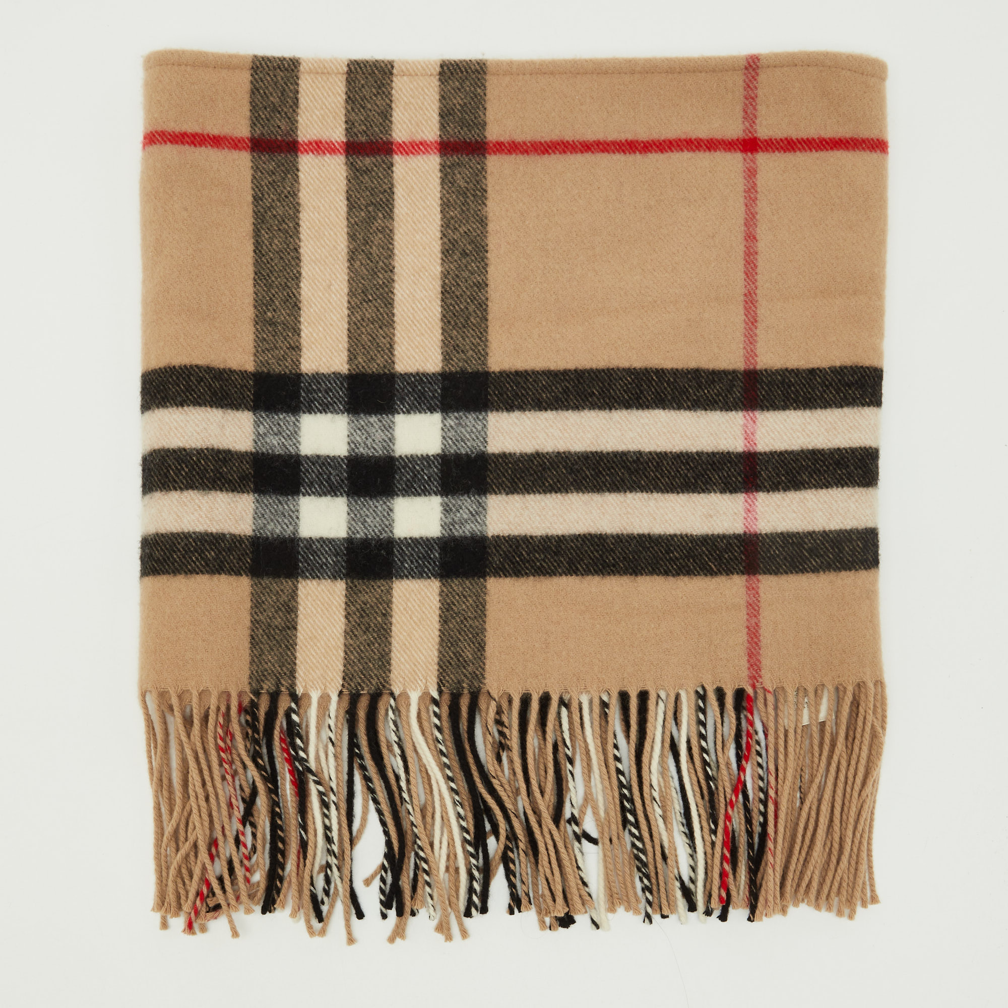 

Burberry Brown House Check Merino Wool & Cashmere Infinity Scarf, Beige