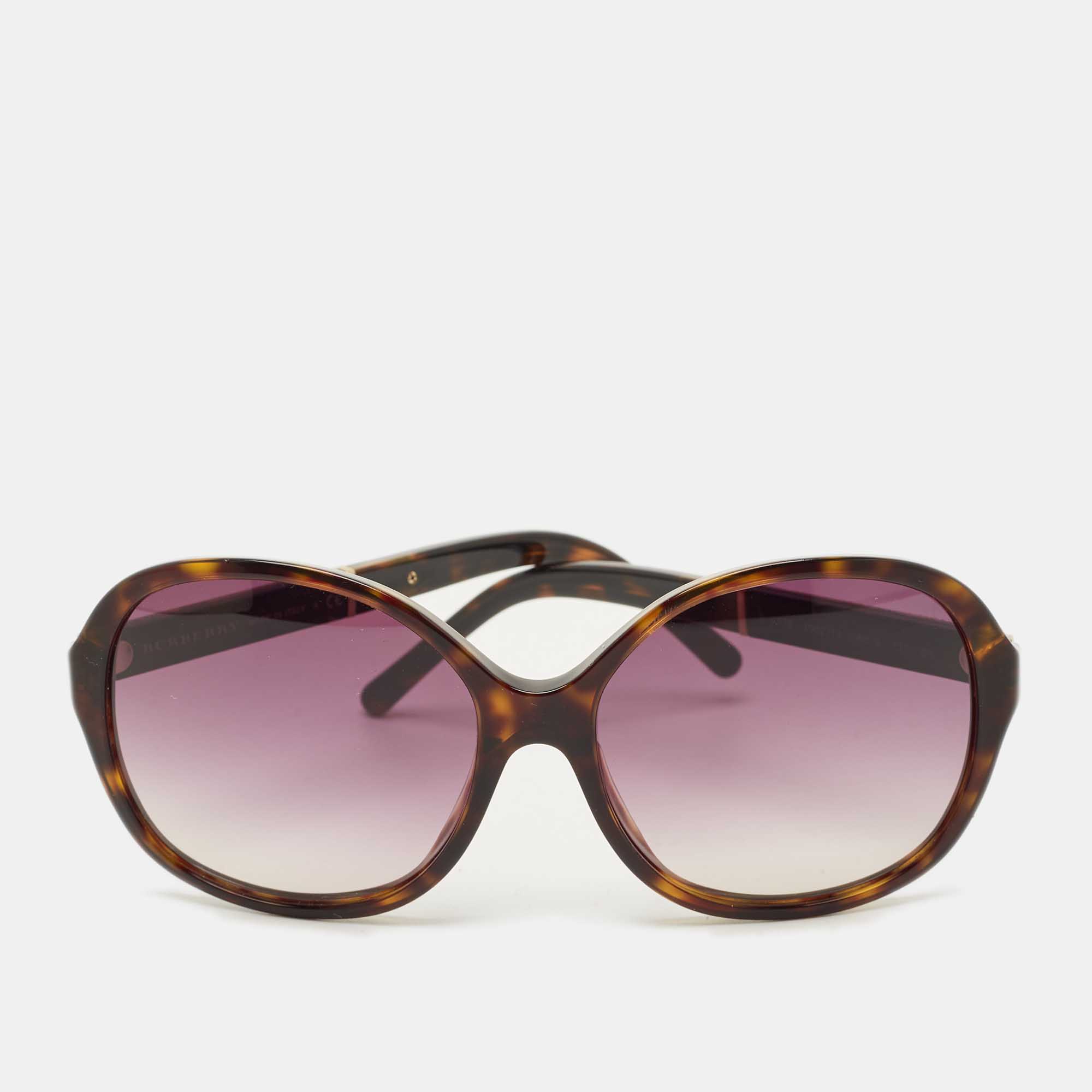Pre-owned Burberry Tortoise Brown Gradient B 4178 Oversized Sunglasses
