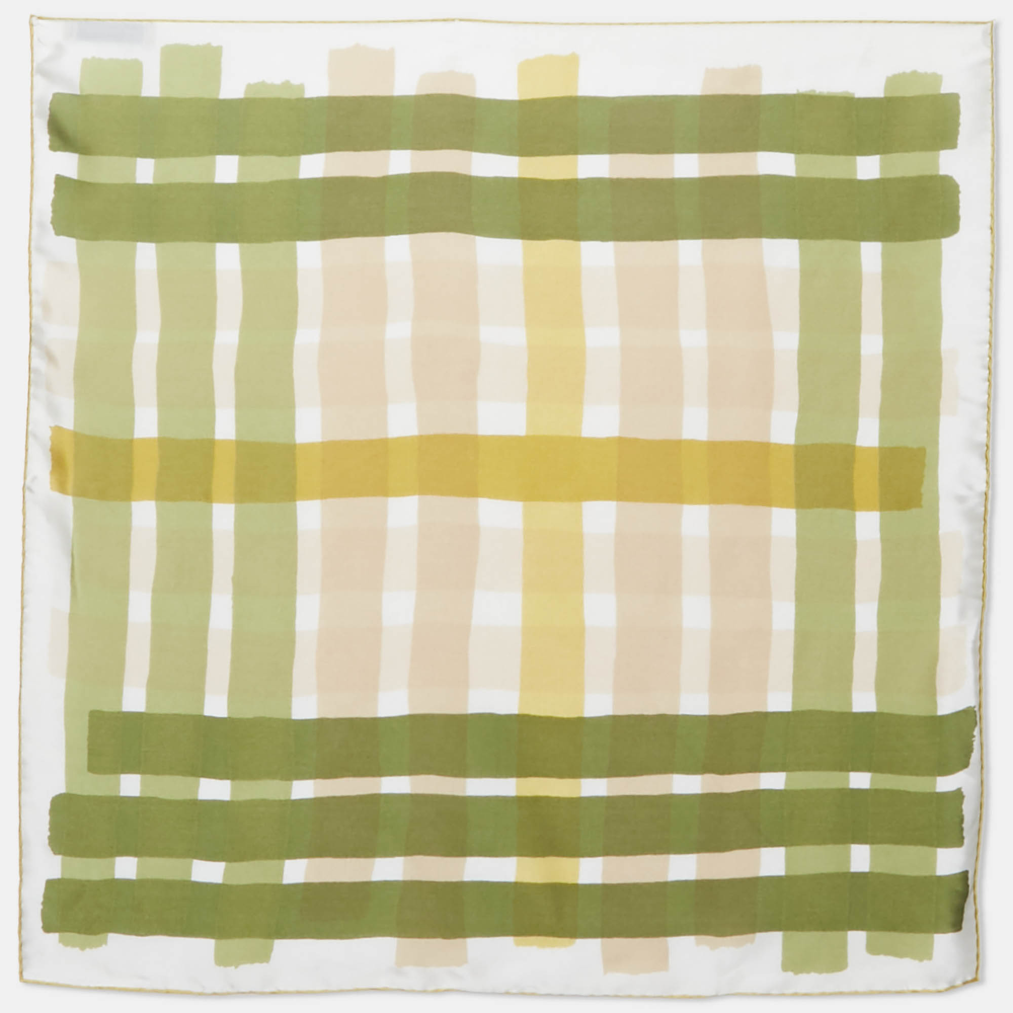 

Burberry Green Check Print Silk Square Scarf
