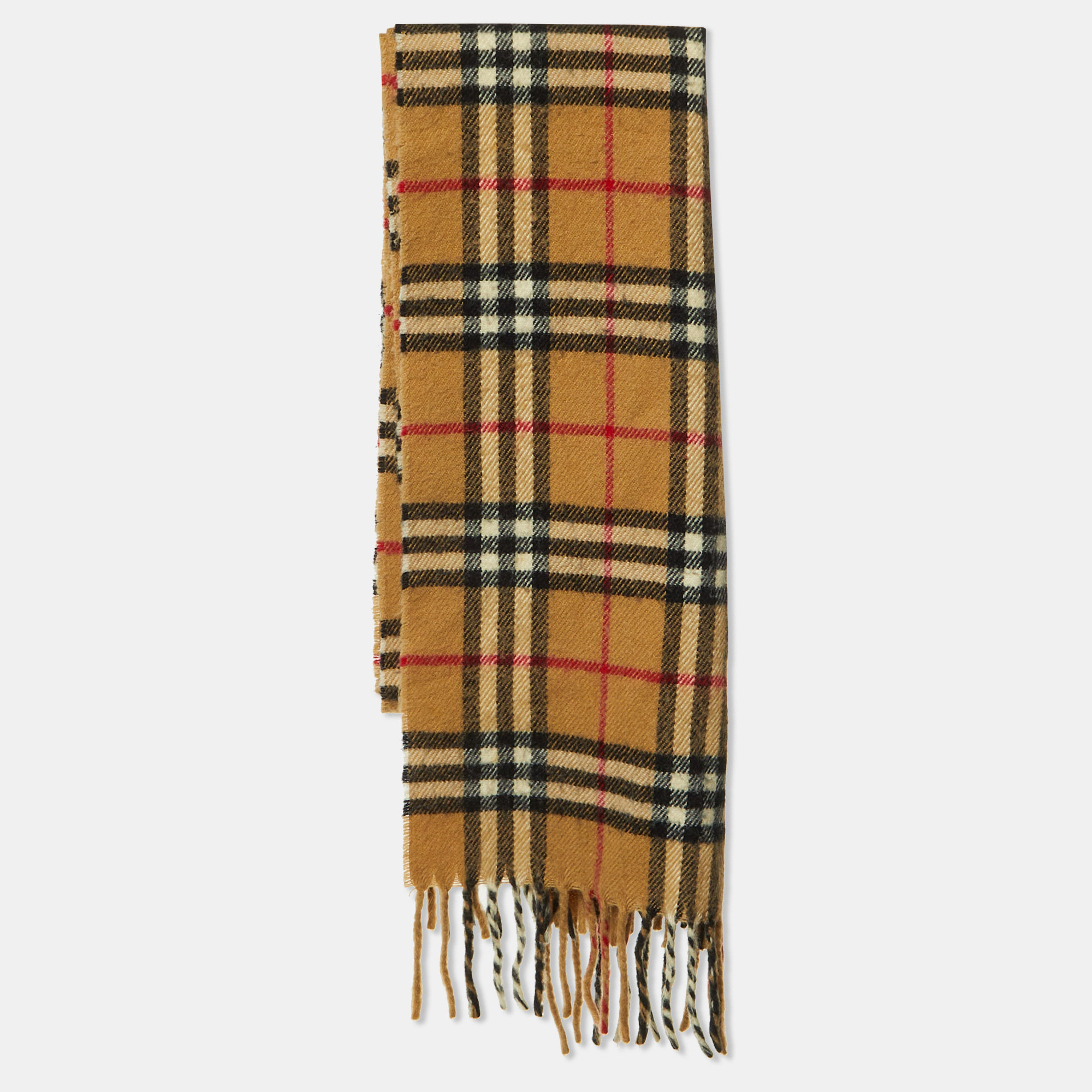 Burberry Vintage Beige Check Wool & Angora Scarf