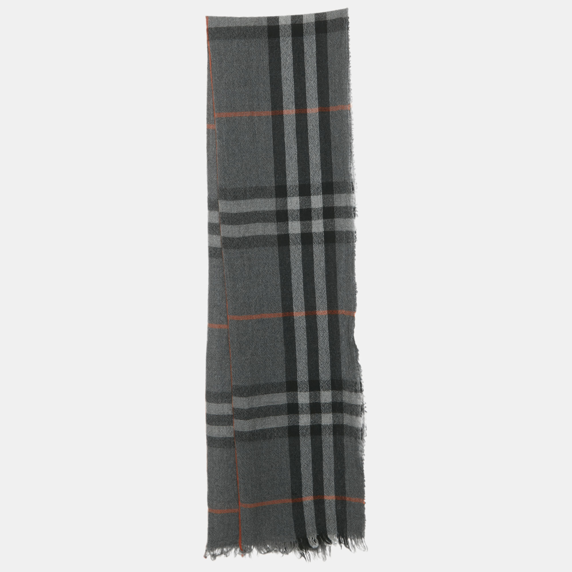 

Burberry Grey Checks Wool Scarf, Black