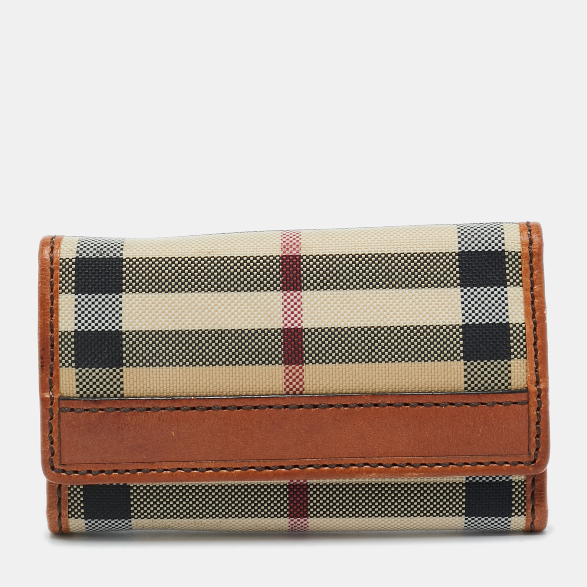 

Burberry Brown/Beige Haymarket Fabric and Leather Key Holder