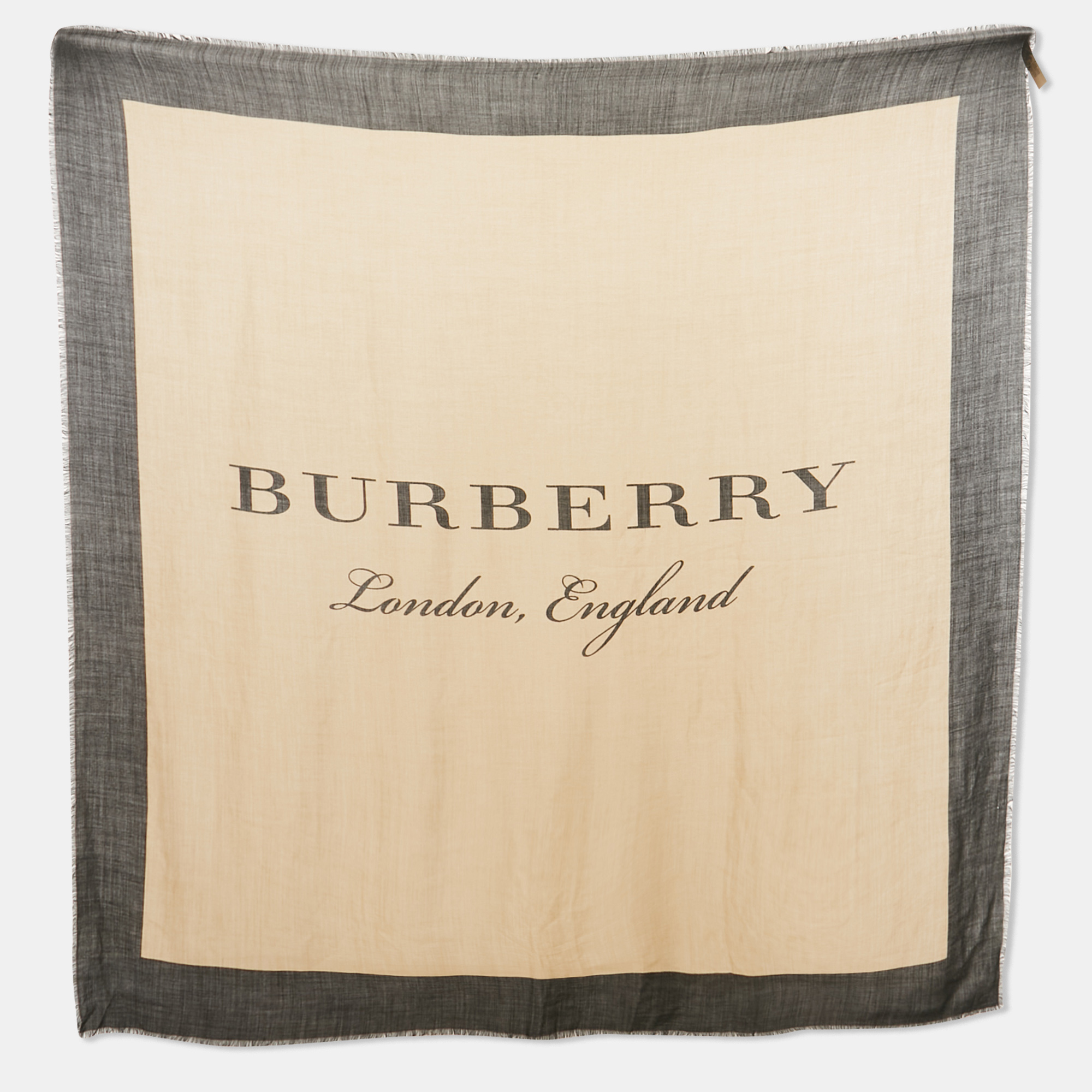 

Burberry Beige/Black Printed Cashmere Square Scarf