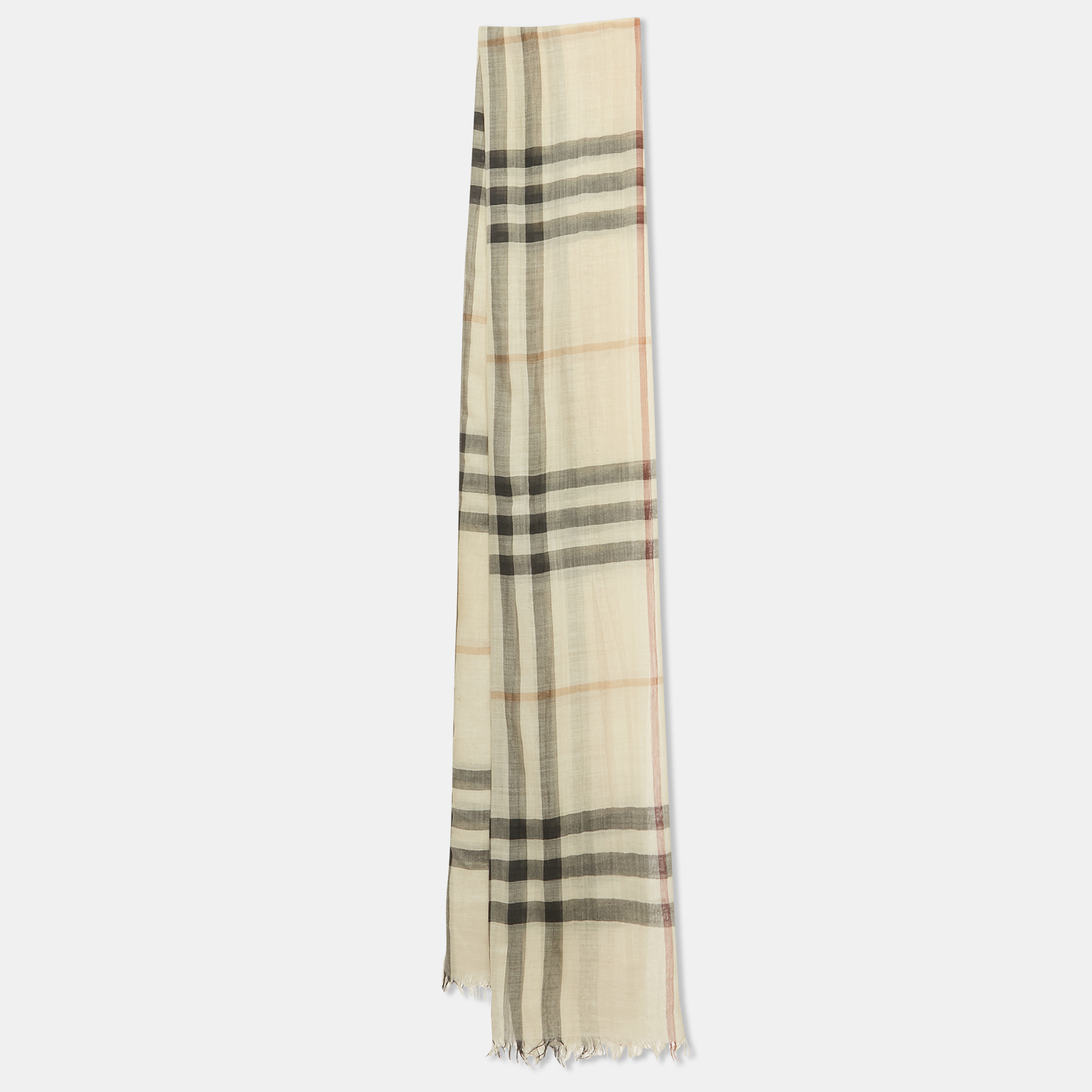 

Burberry Beige Checked Silk Scarf
