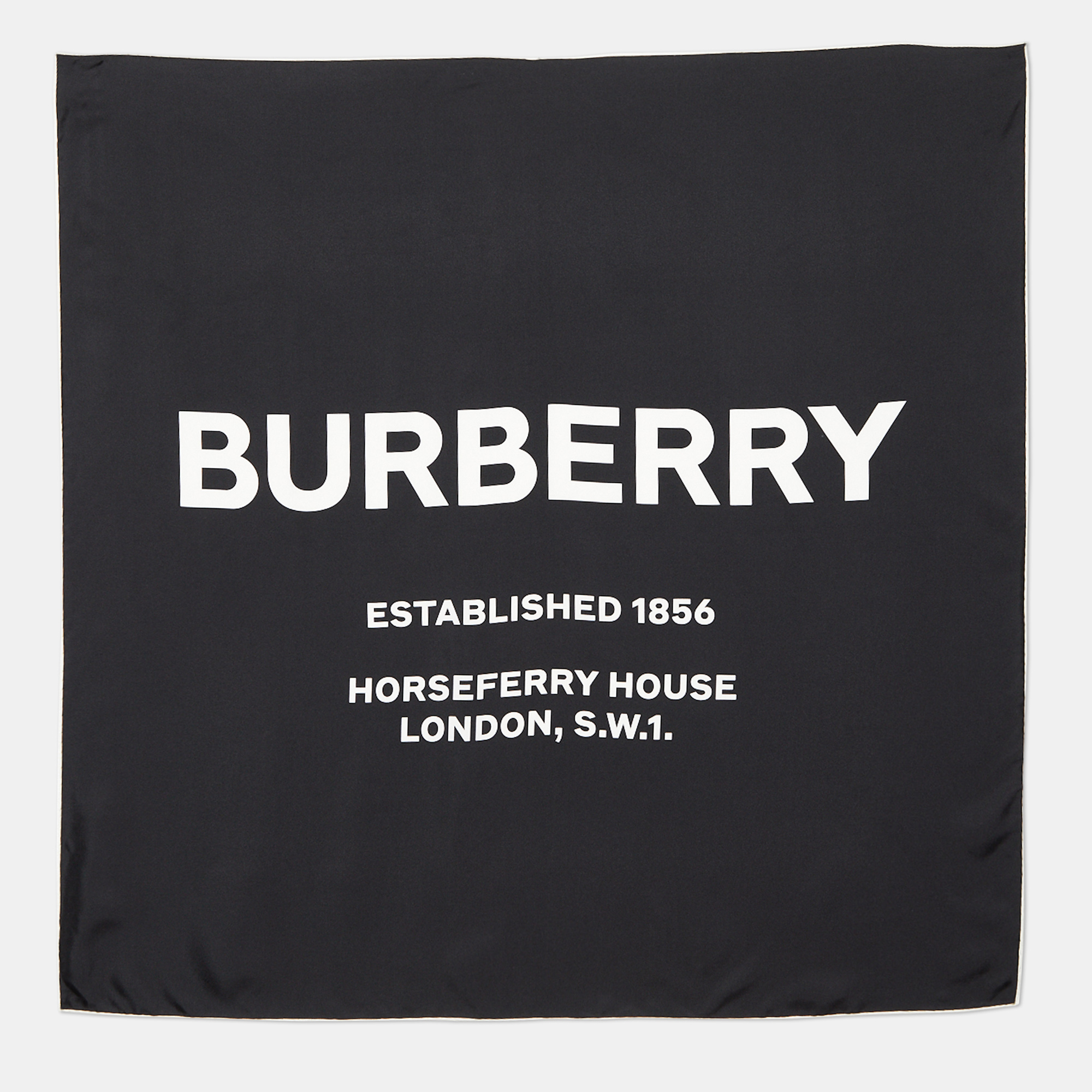 

Burberry Black Horseferry inverse Printed Silk Square Scarf