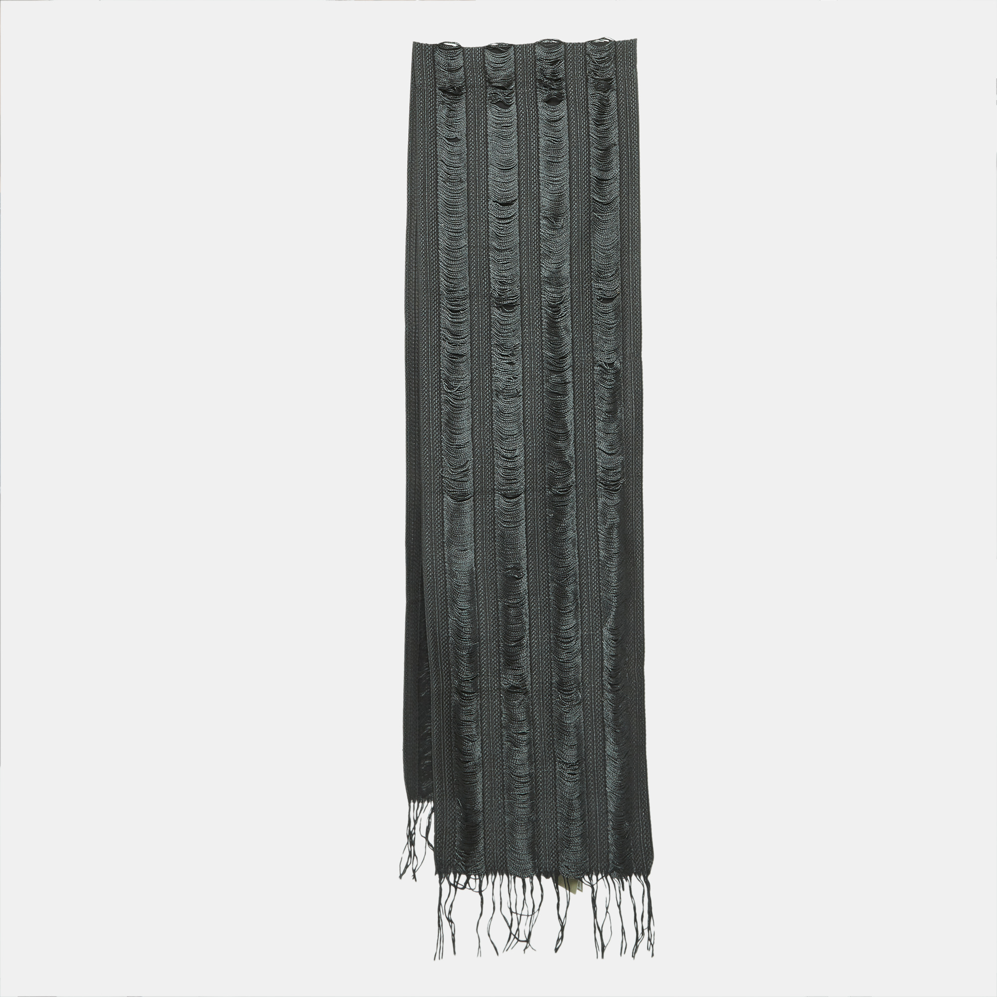 

Burberry Grey Wool Fringed Stole