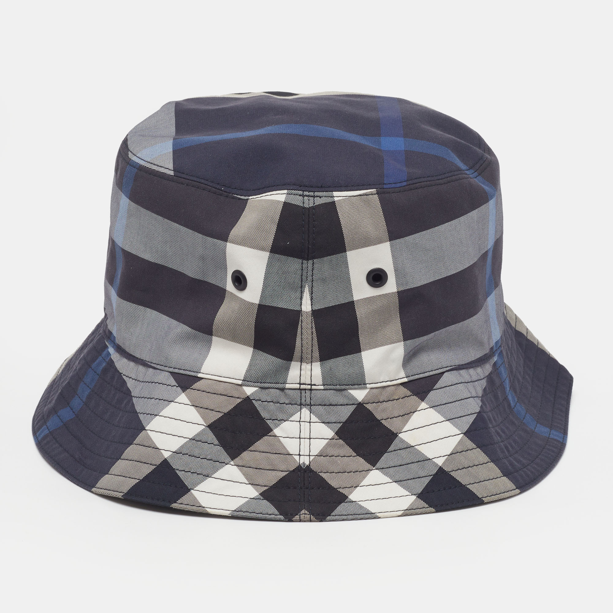 

Burberry Blue Cotton Checked Bucket Hat