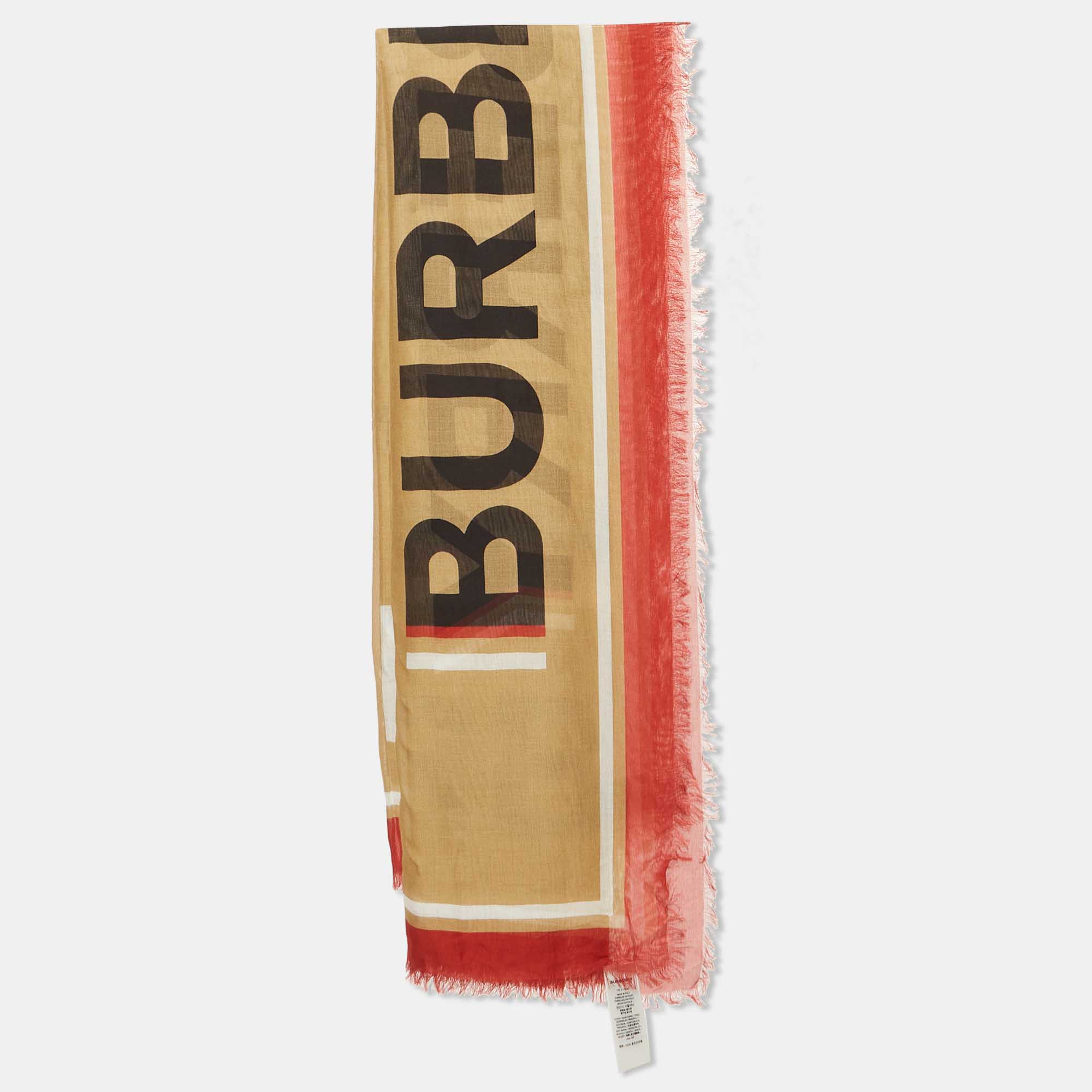 

Burberry Beige/Red B Box Text Modal Scarf