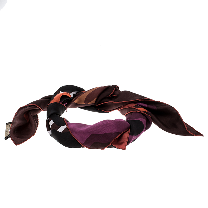 مملوكة مسبقًا Burberry London Multicolor Floral Printed Silk Square Scarf