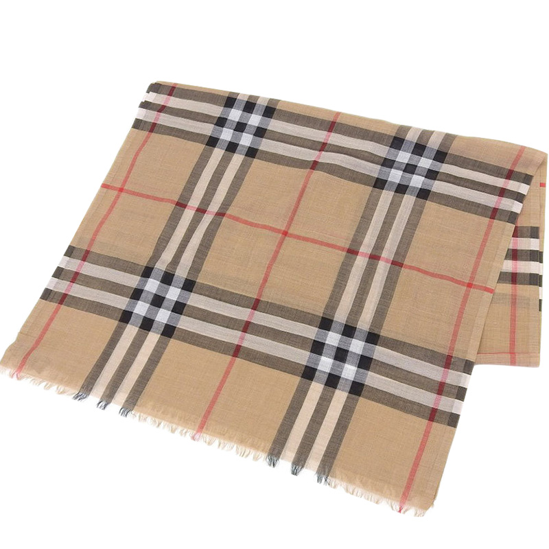 

Burberry Nova Check Wool Silk Shawl, Beige