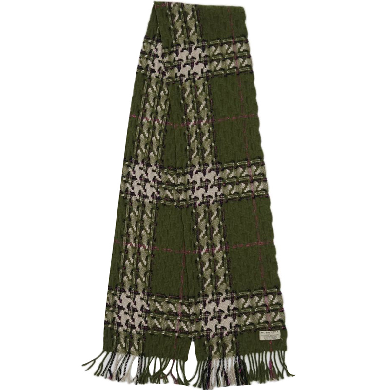 

Burberry Scottish Green Wool Cashmere Scarf