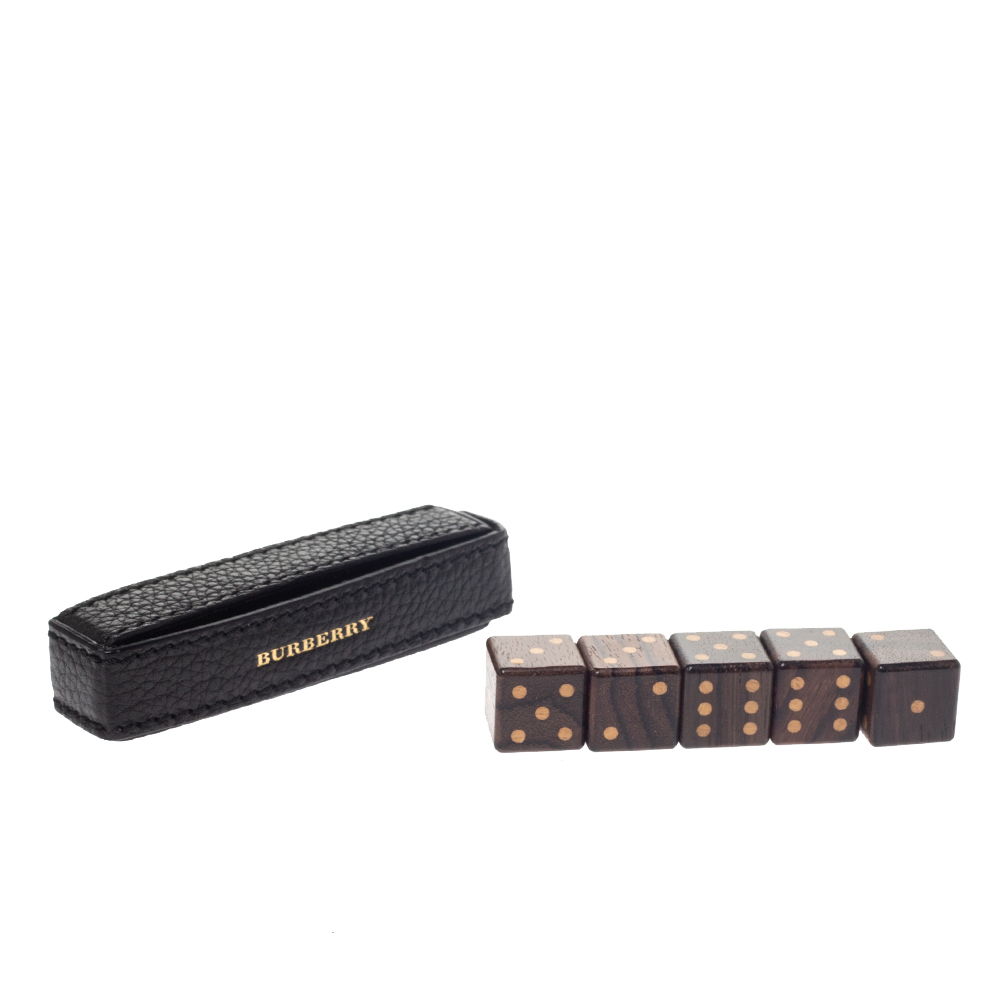 

Burberry Black Leather Case and Dice Set