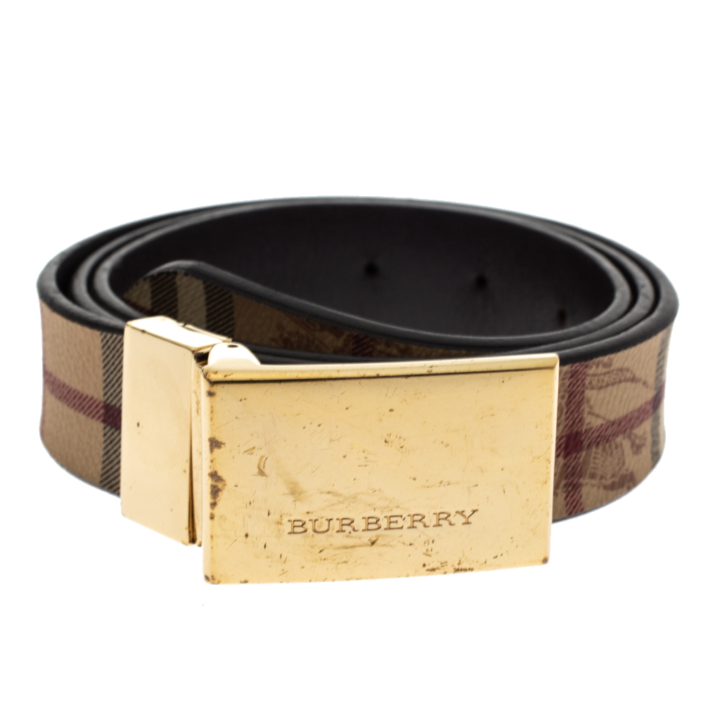 

Burberry Beige Haymarket Check Coated Canvas Flip Buckle Belt