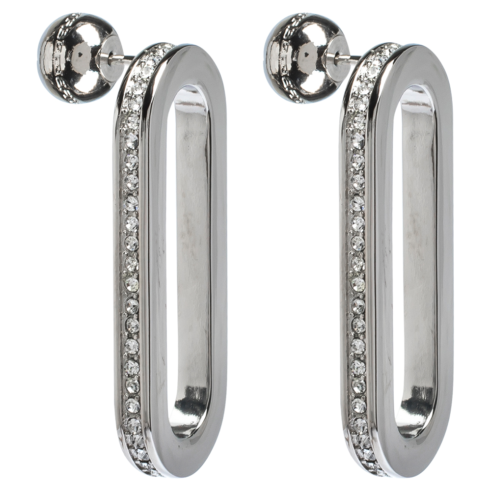 

Burberry Chain Link Motif Crystal Palladium Plated Earrings, Silver