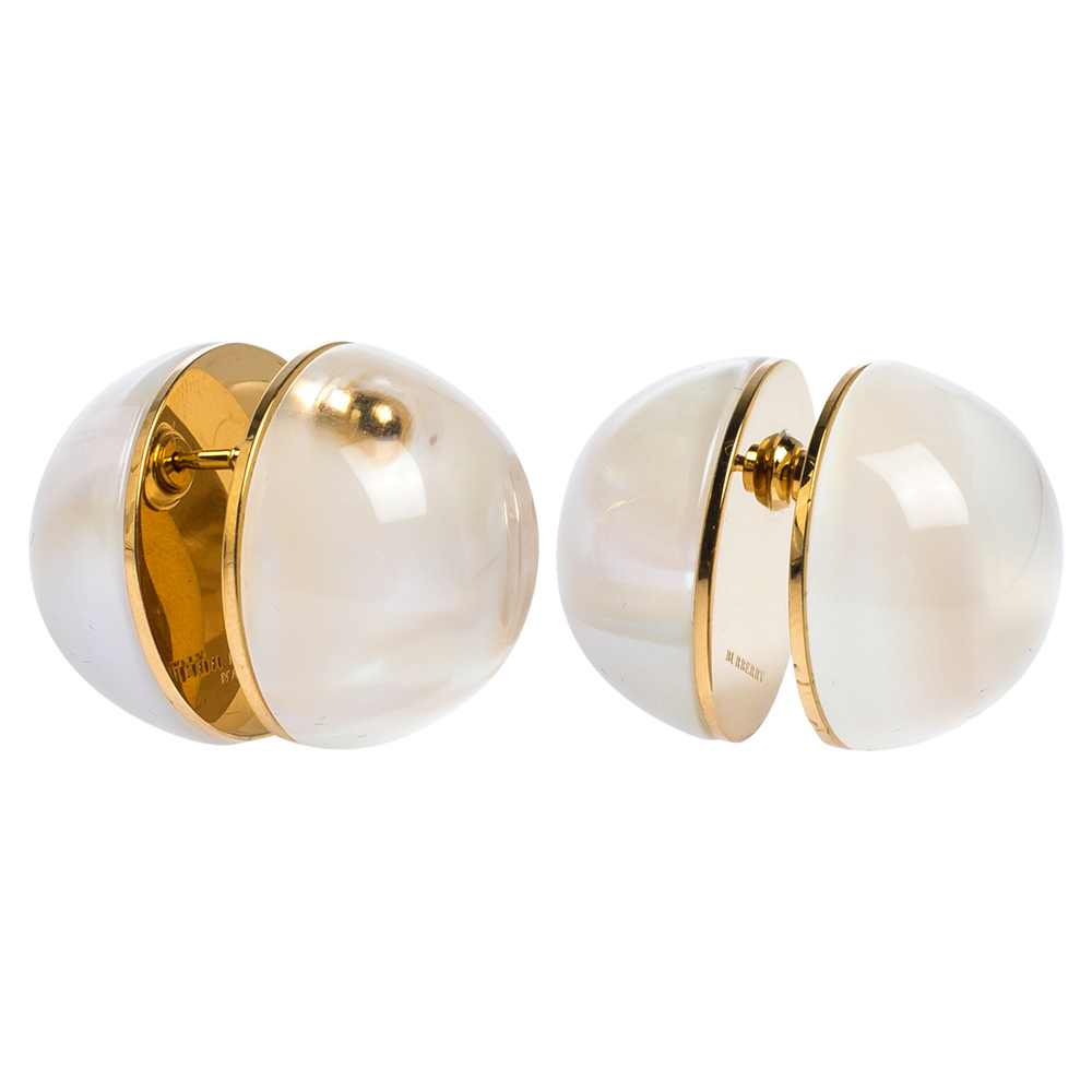 

Burberry Marbled Resin Sphere Gold Tone Stud Earrings