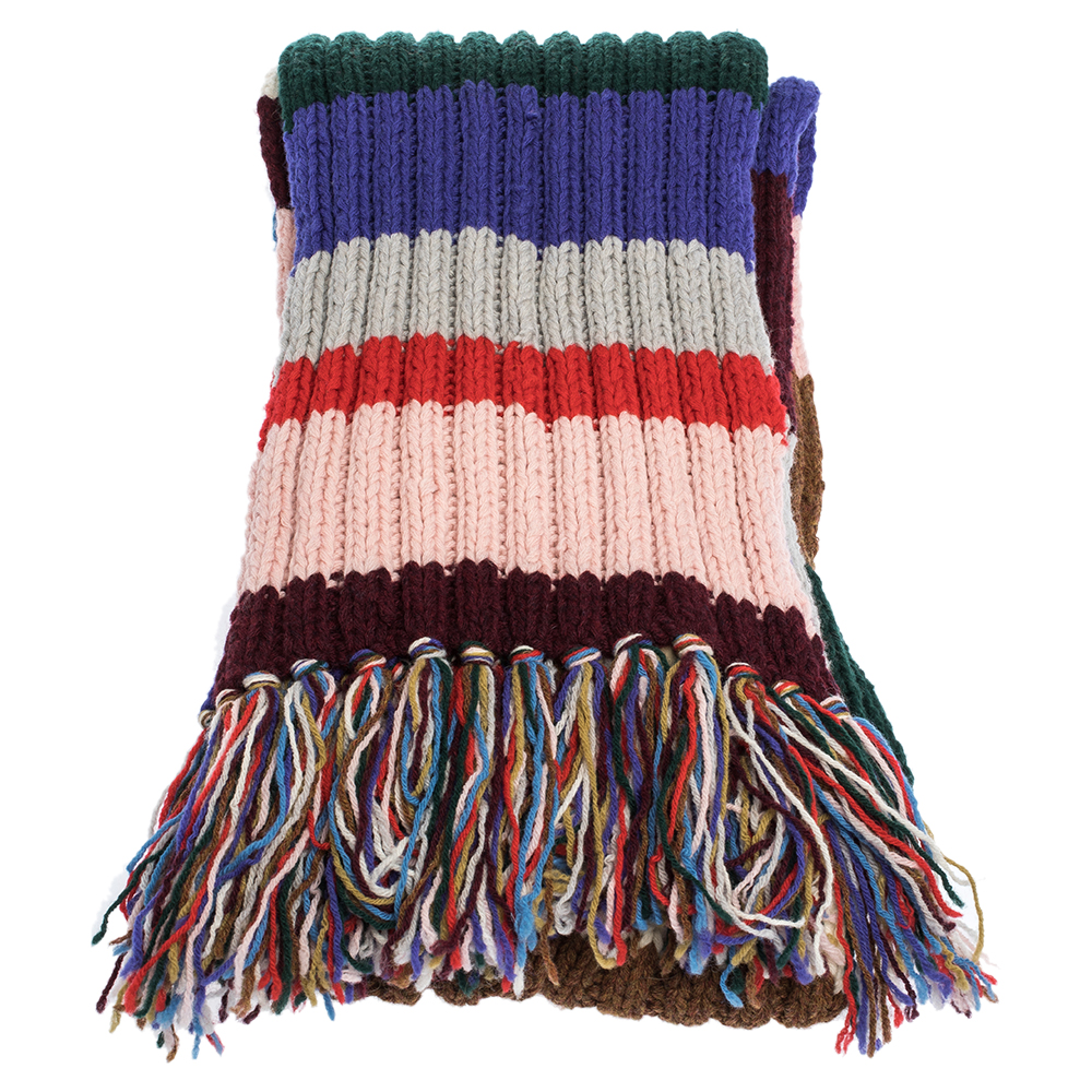 

Burberry Multicolor Striped Long Chunky Knit Scarf