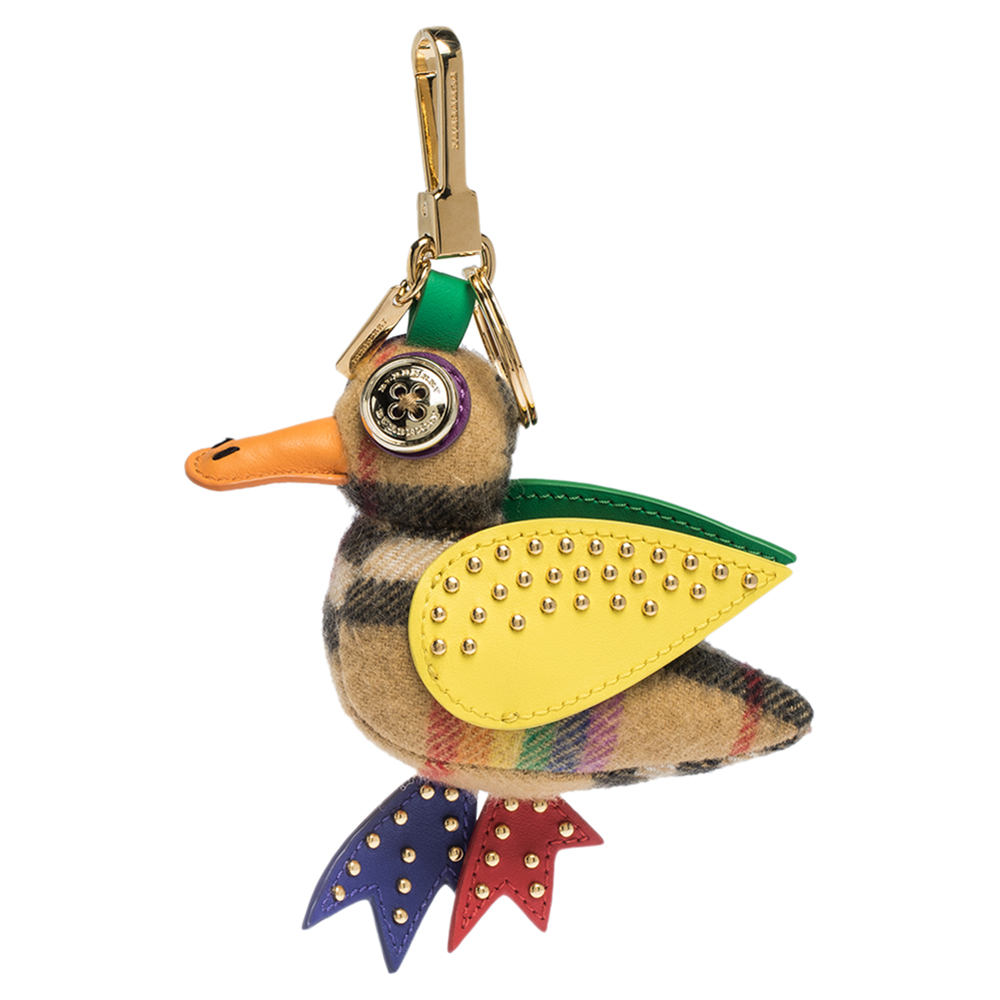 Burberry Multicolor Duck Motif Gold Tone Bag Charm 