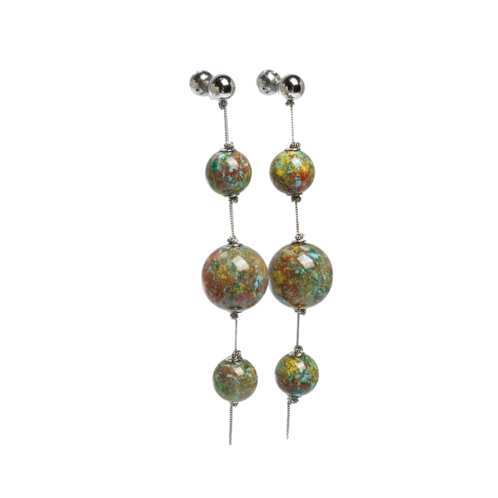 

Burberry Marbled Resin Silver Tone Drop Earrings, Multicolor