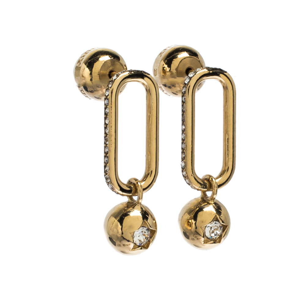 

Burberry Crystal Charm Gold Tone Drop Earrings