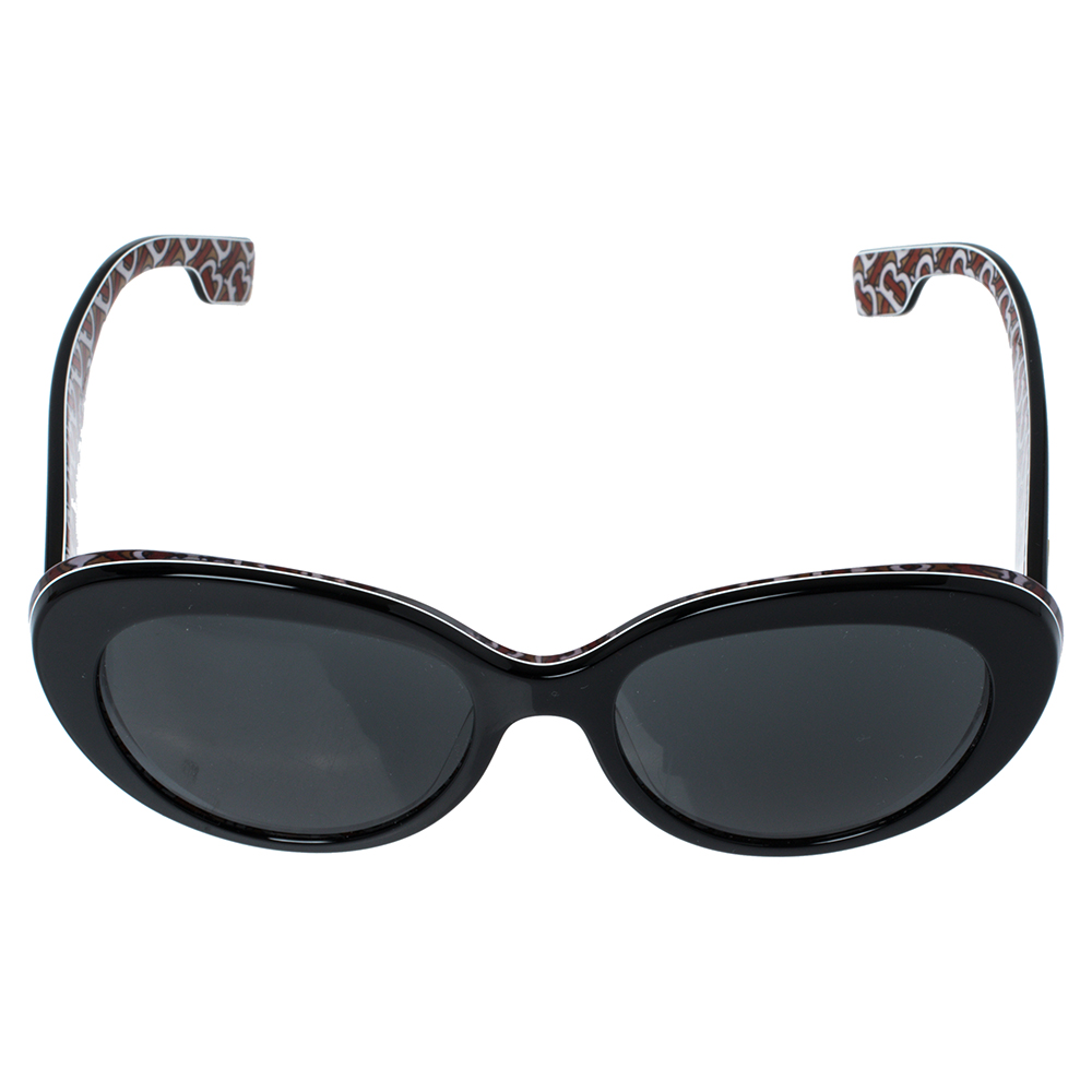 

Burberry Black & TB Monogram/ Grey B4298 Cat Eye Sunglasses