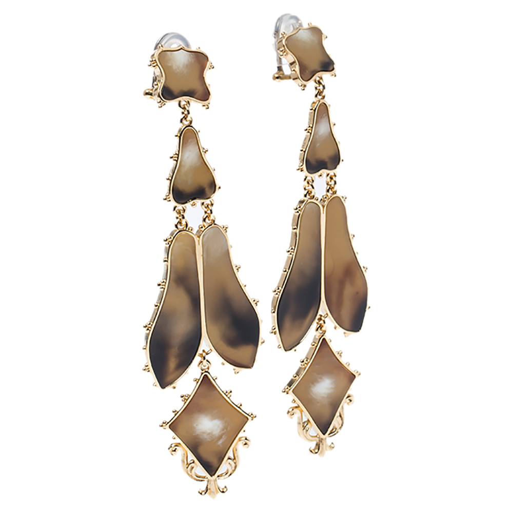 

Burberry Light Gold Resin Regal Butterfly Drop Earrings, Brown
