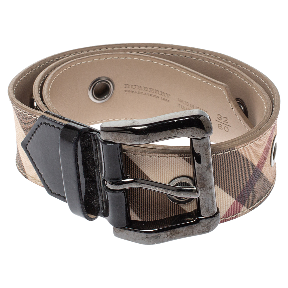 

Burberry Beige Nova Check PVC and Leather Belt