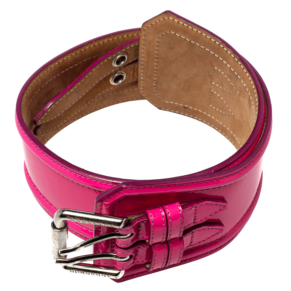 

Burberry Pink Patent Leather Double Strap Buckle Waist Belt